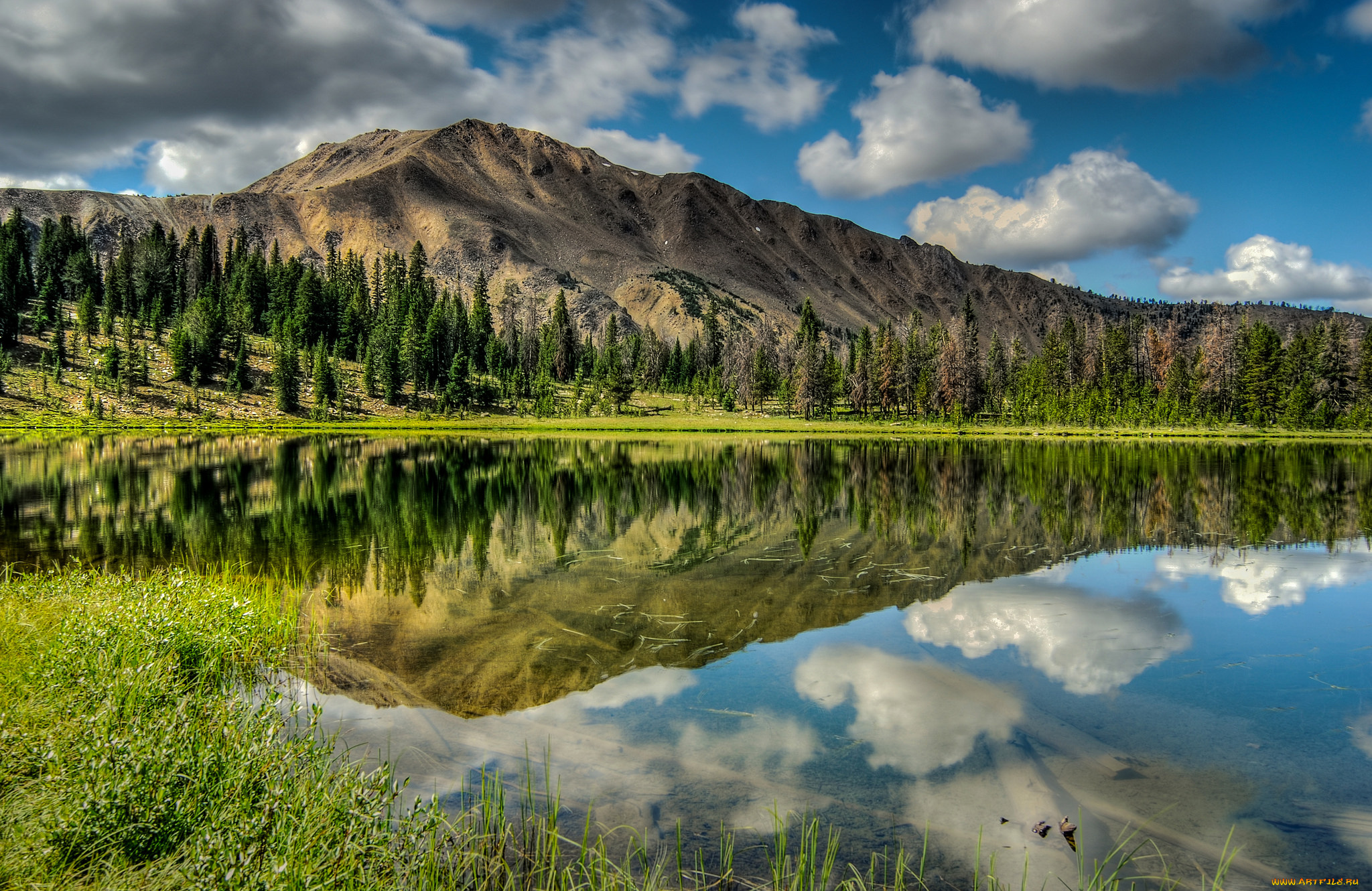 природа, реки, озера, горы, озеро, лес, облака