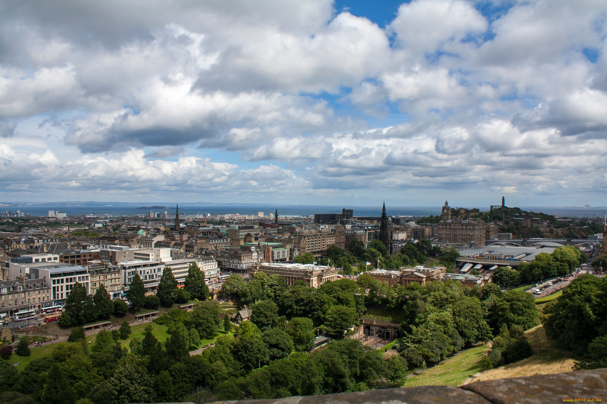 города, эдинбург, , шотландия, панорама