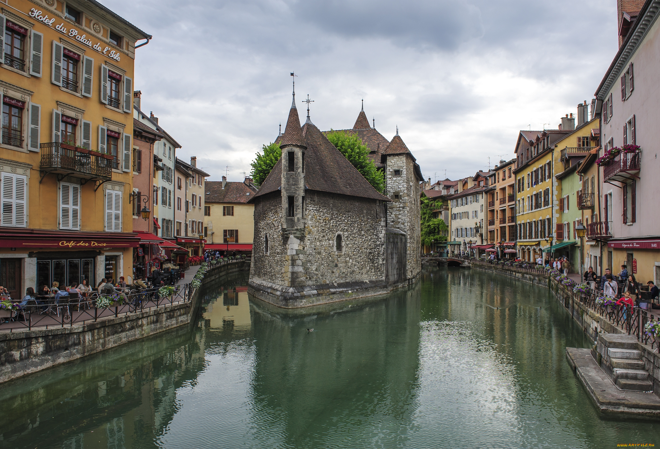анси, , франция, города, -, дворцы, , замки, , крепости, набережная, вода, дома