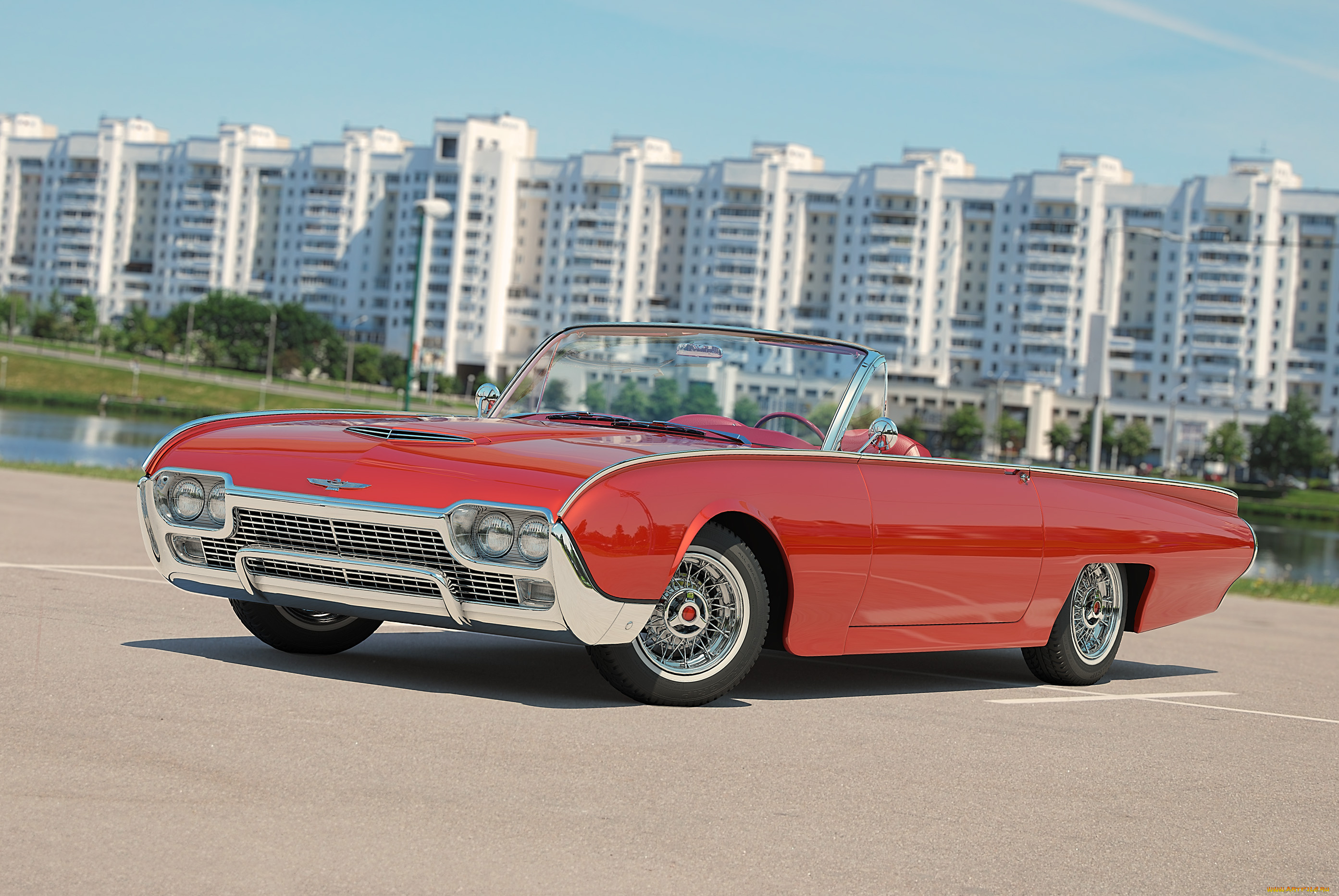 автомобили, 3д, thunderbird