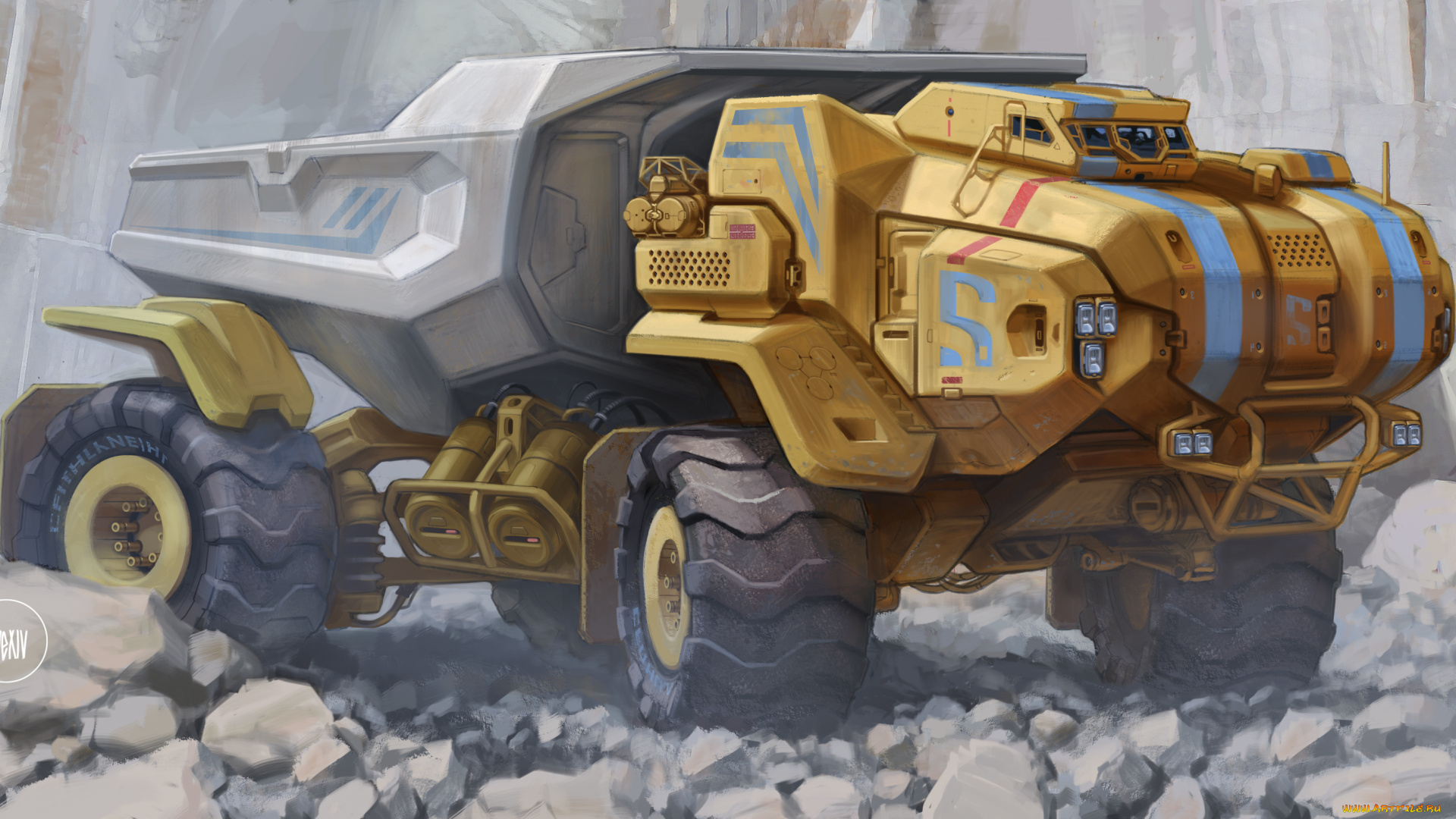 фэнтези, транспортные, средства, техника, самосвал, автомобиль, будущее