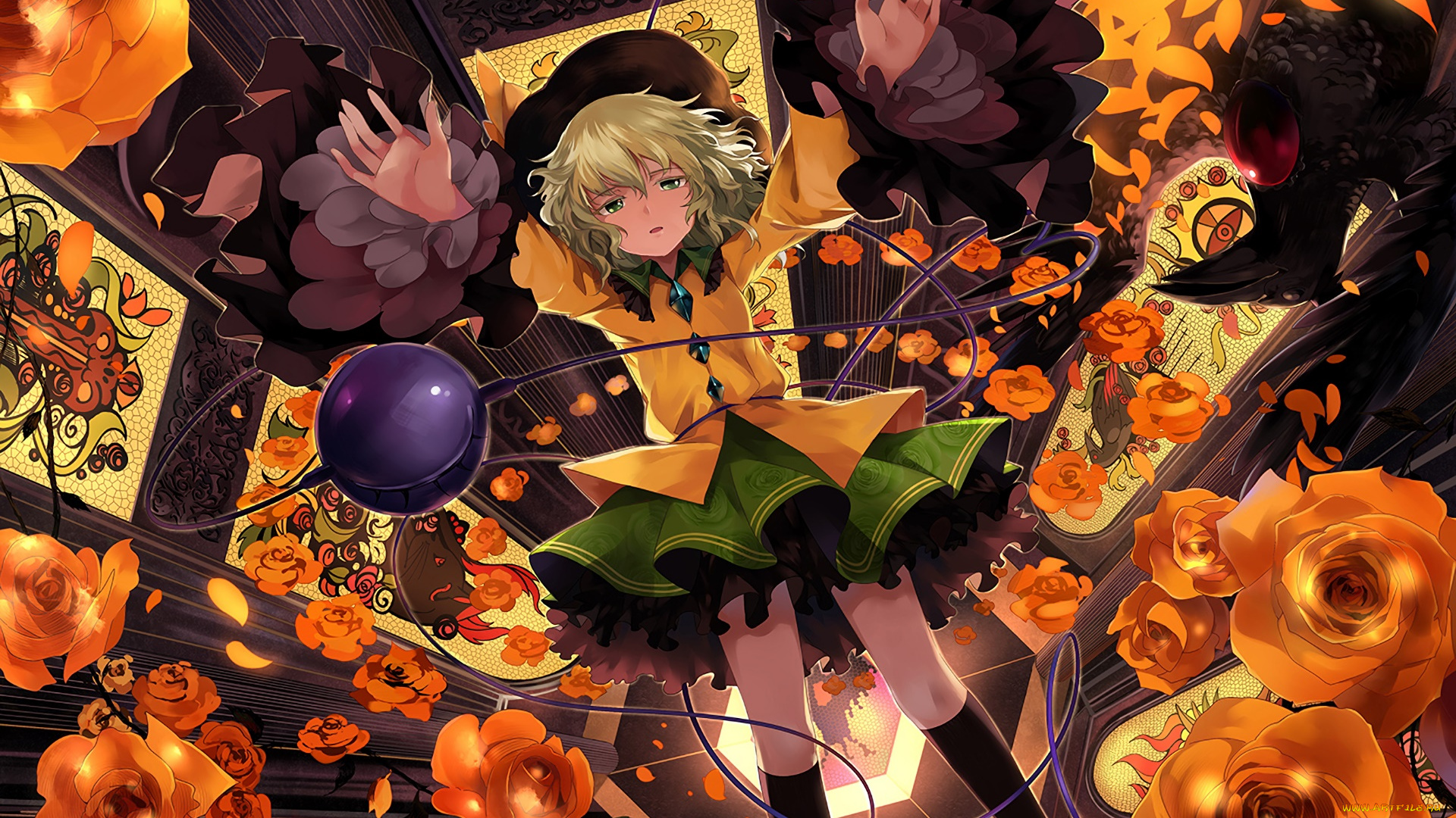 аниме, touhou, фон, взгляд, девушка