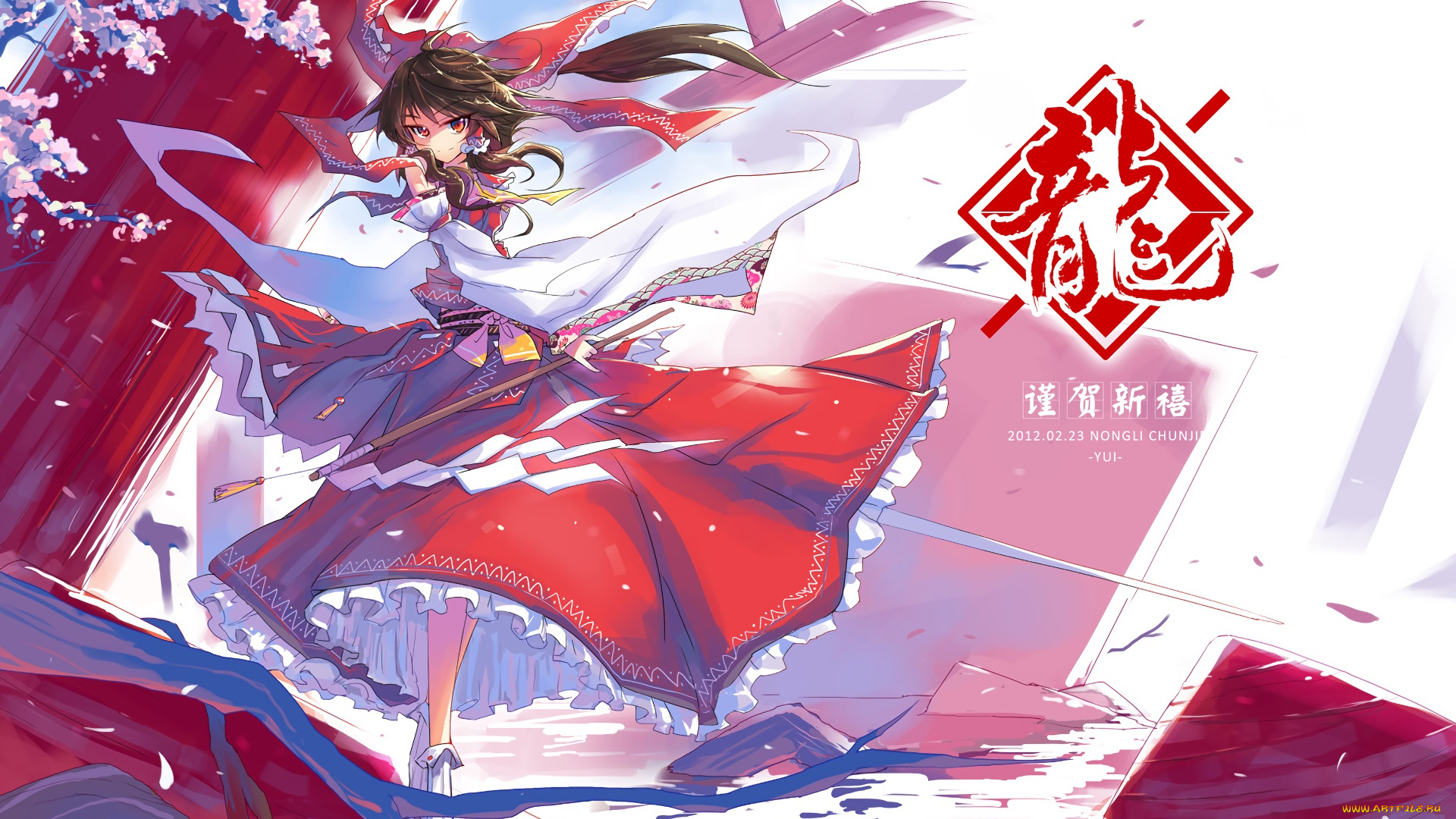 аниме, touhou, взгляд, девушка, фон