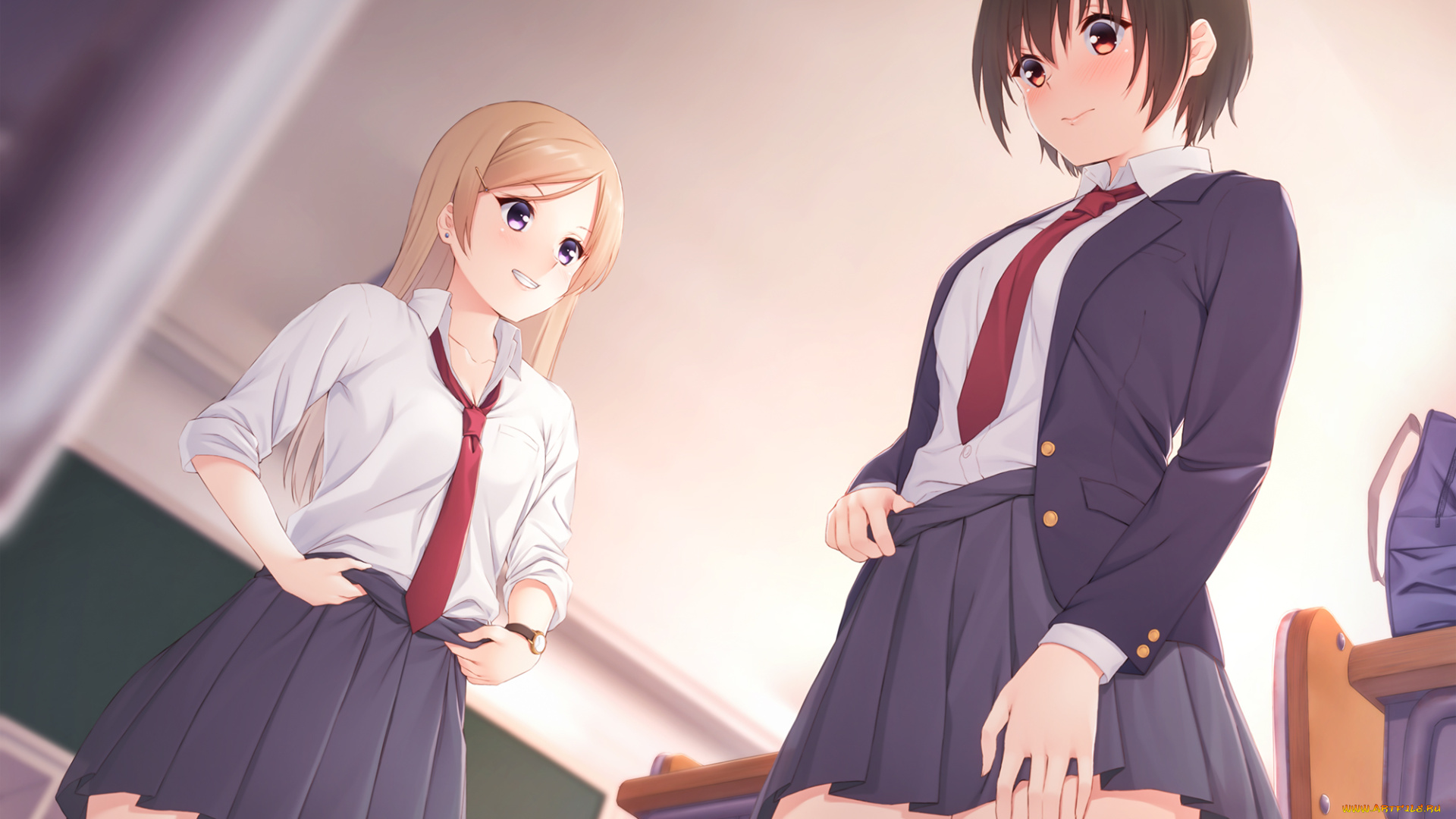 аниме, unknown, , другое, фон, девушки, взгляд