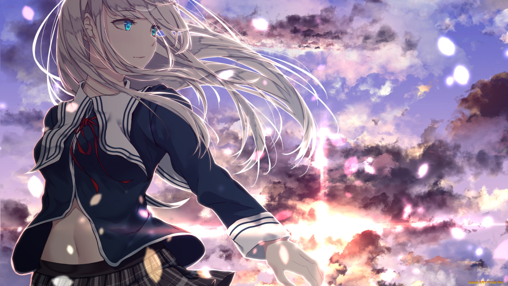 аниме, unknown, , другое, фон, взгляд, девушка