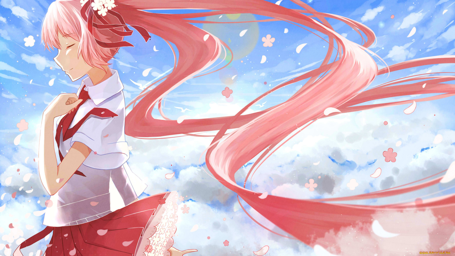 аниме, vocaloid, фон, взгляд, девушка