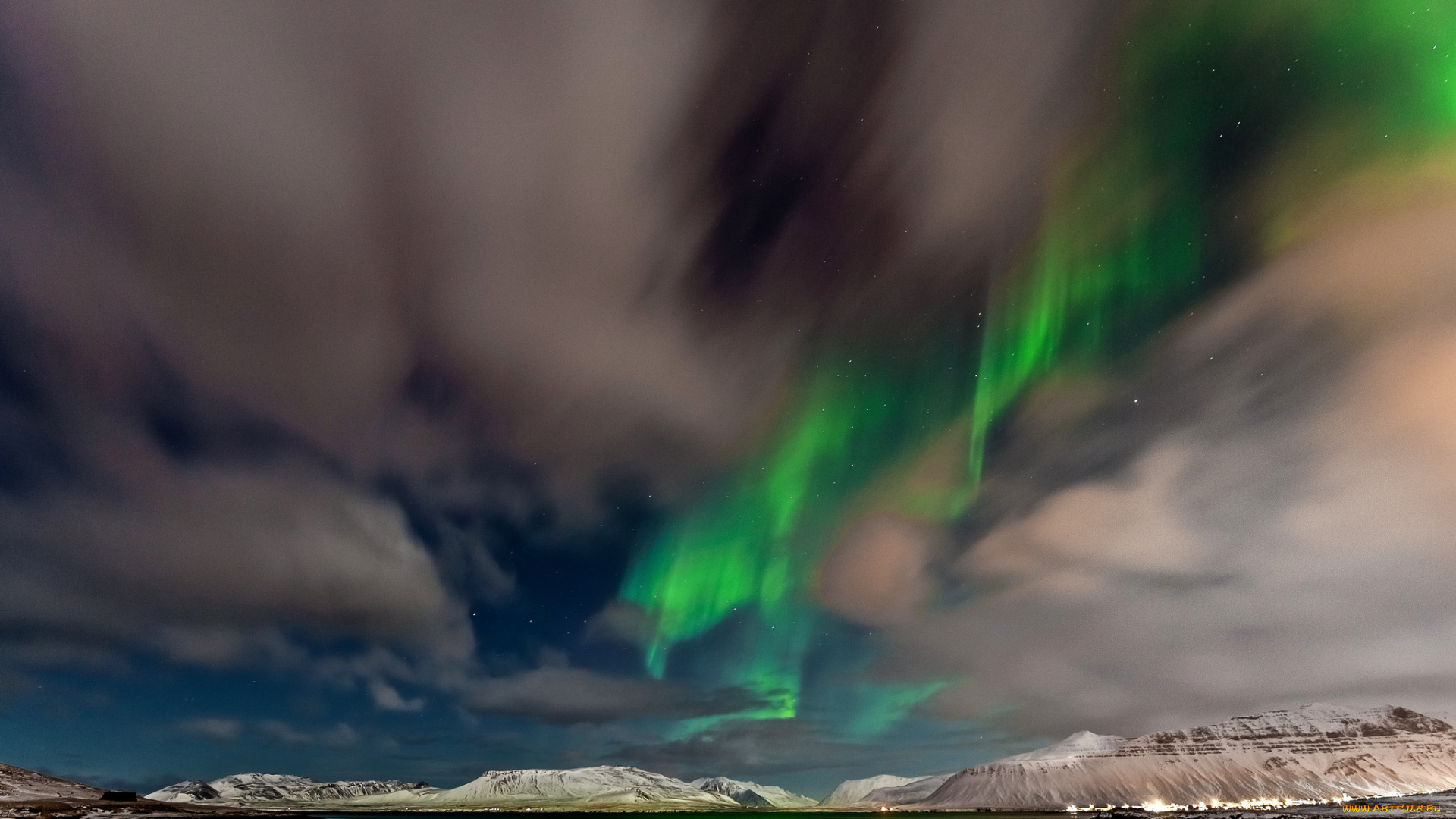 природа, северное, сияние, небо, звезды, северное, сияние, норвегия, облака, горы