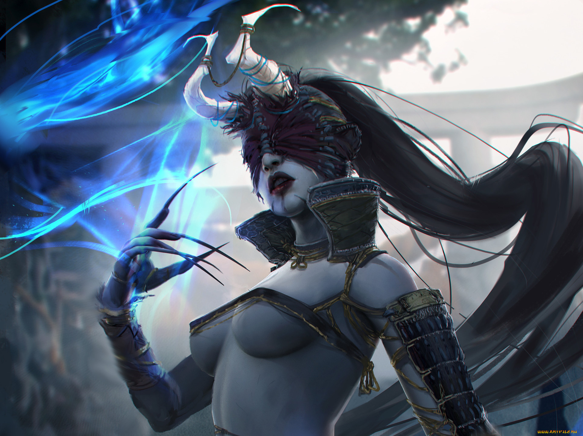 фэнтези, демоны, демоница, эротика, арт, фантастика, когти, рога