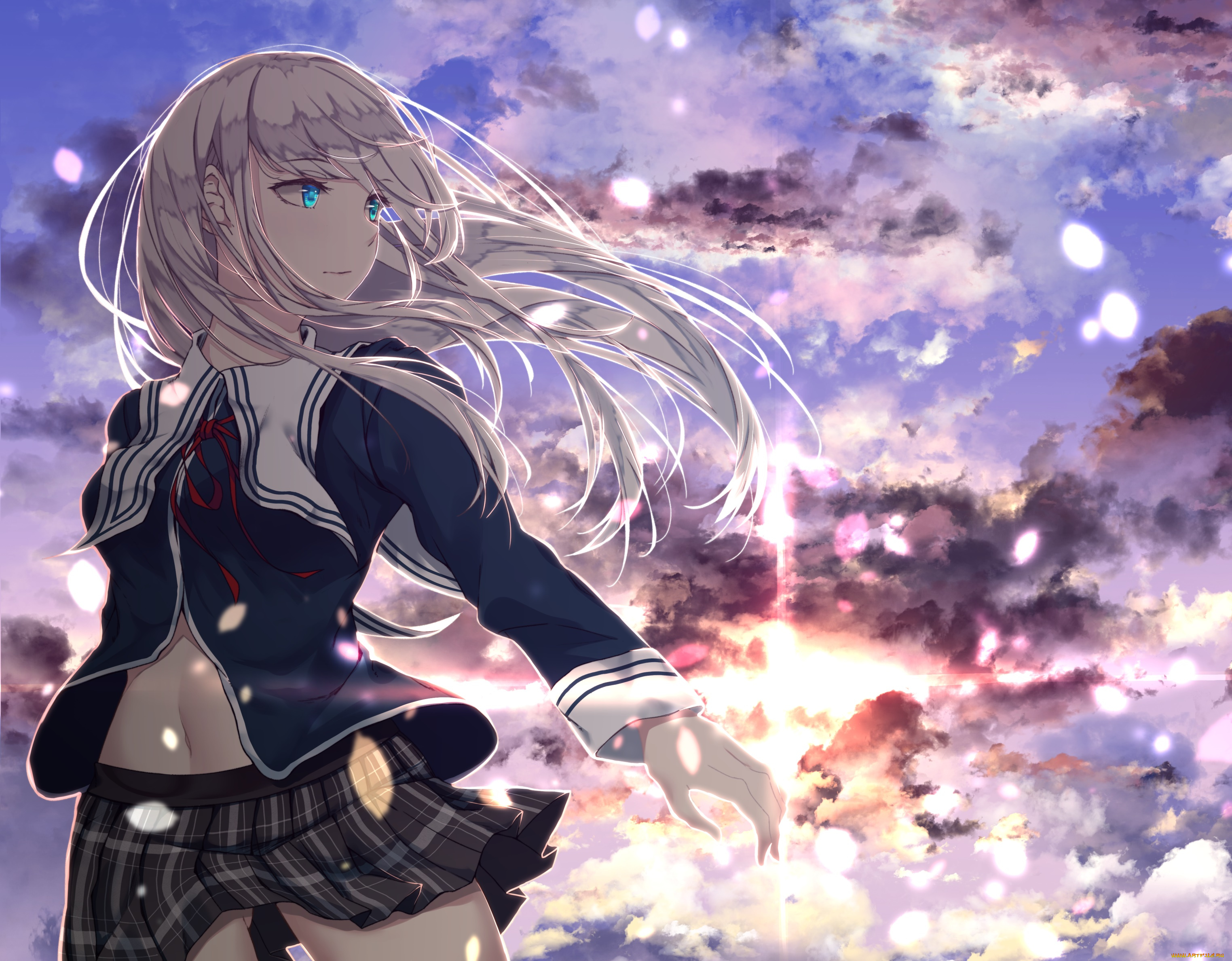 аниме, unknown, , другое, фон, взгляд, девушка