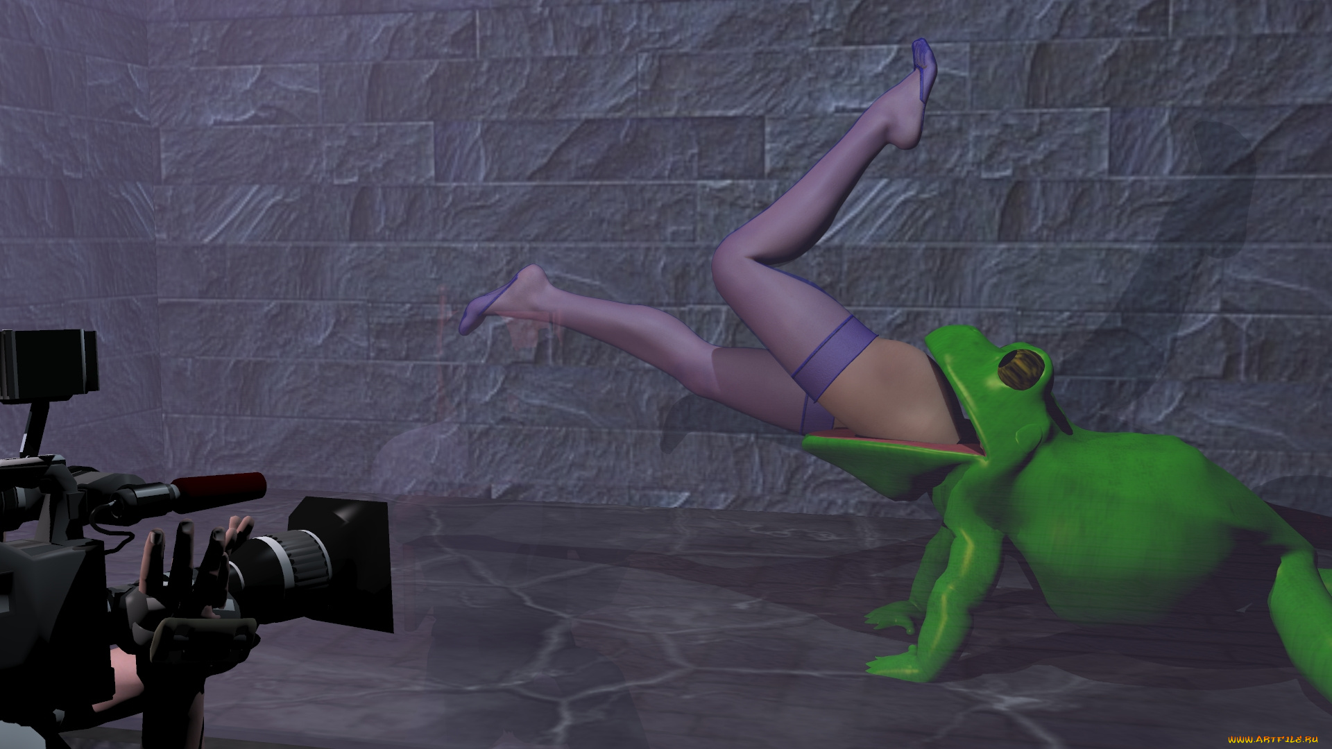 3д, графика, фантазия, , fantasy, девушка, взгляд, фон, лягушка