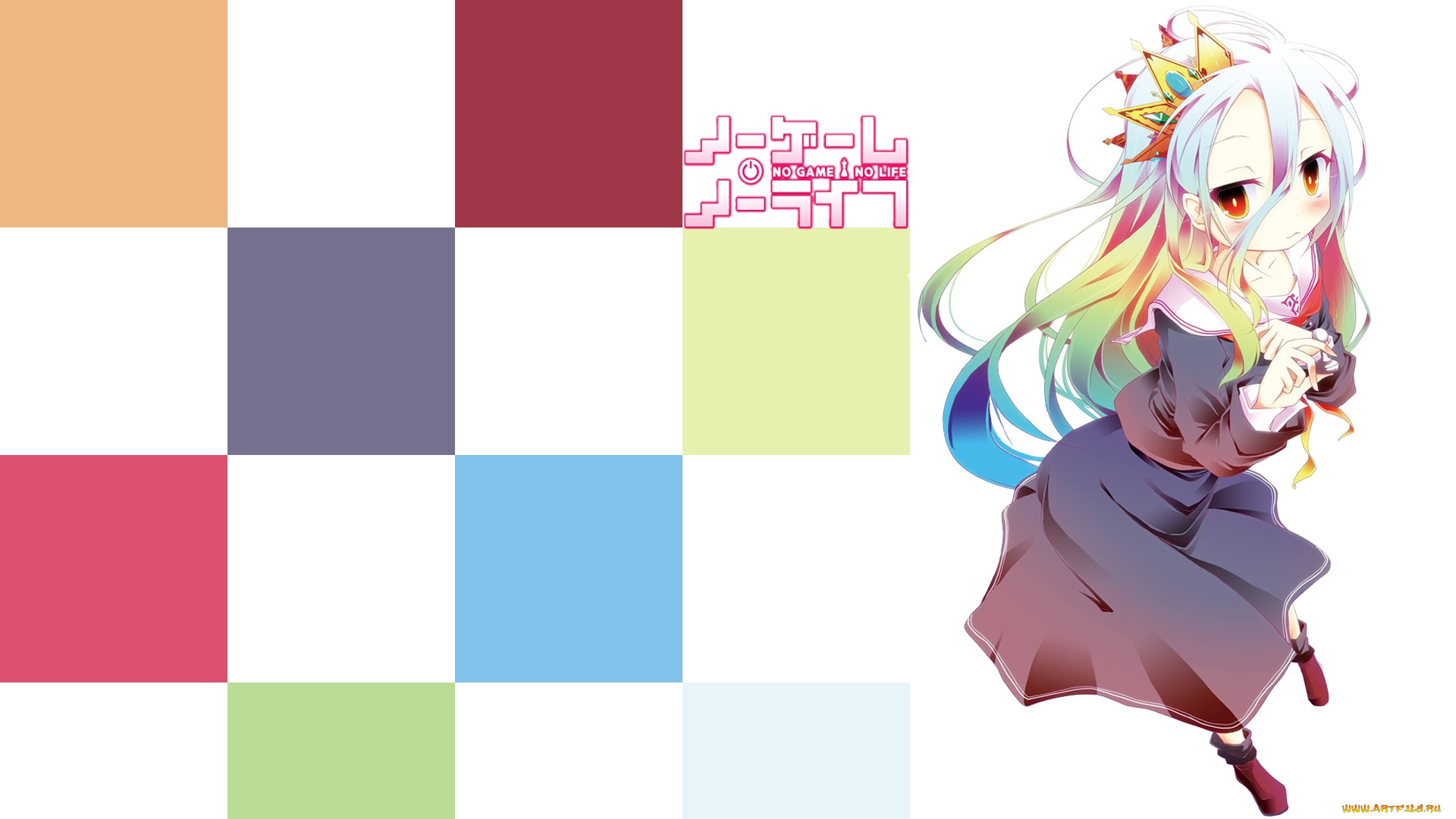 аниме, no, game, no, life, девушка, фон, взгляд