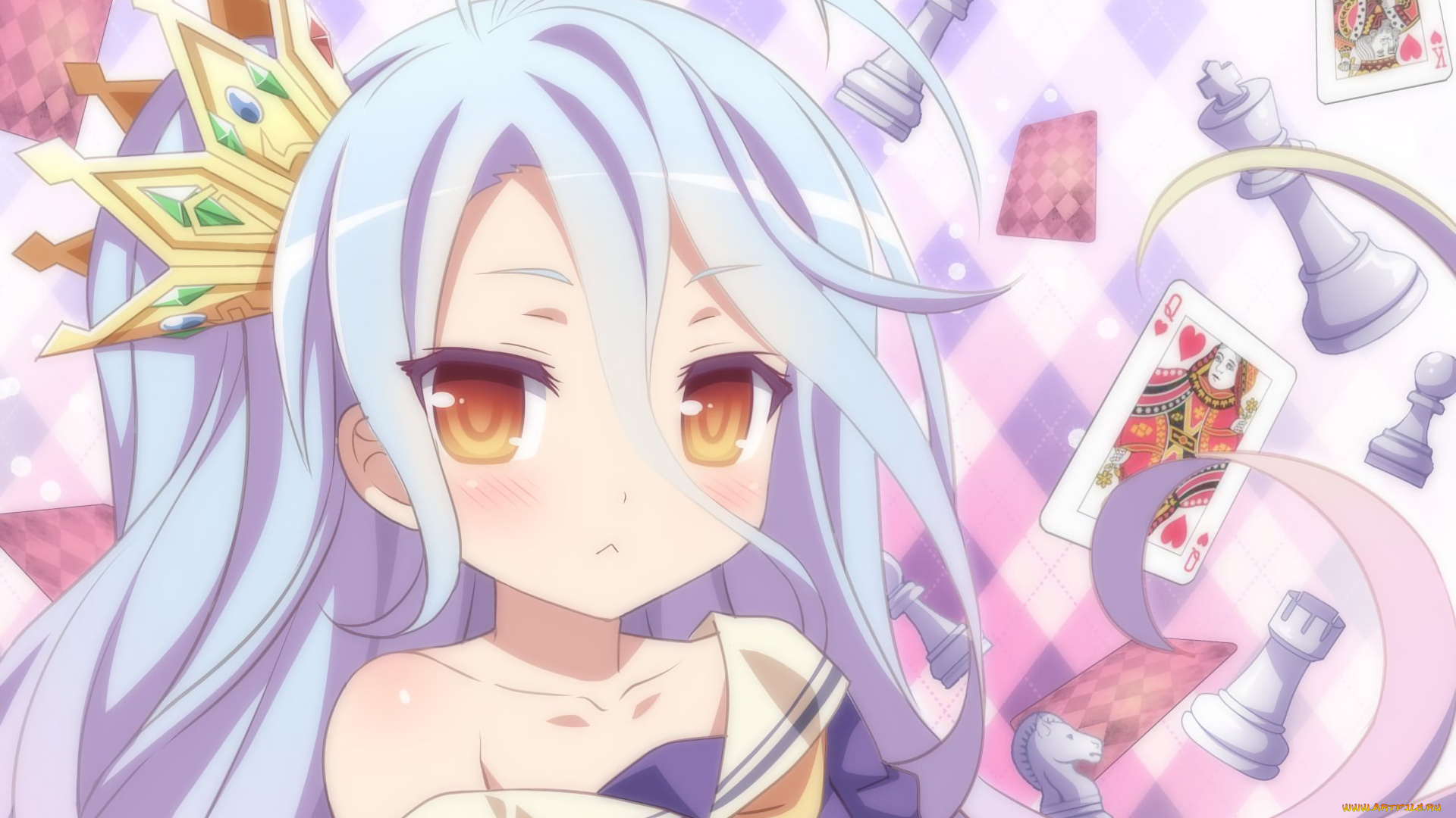 аниме, no, game, no, life, фон, взгляд, девушка