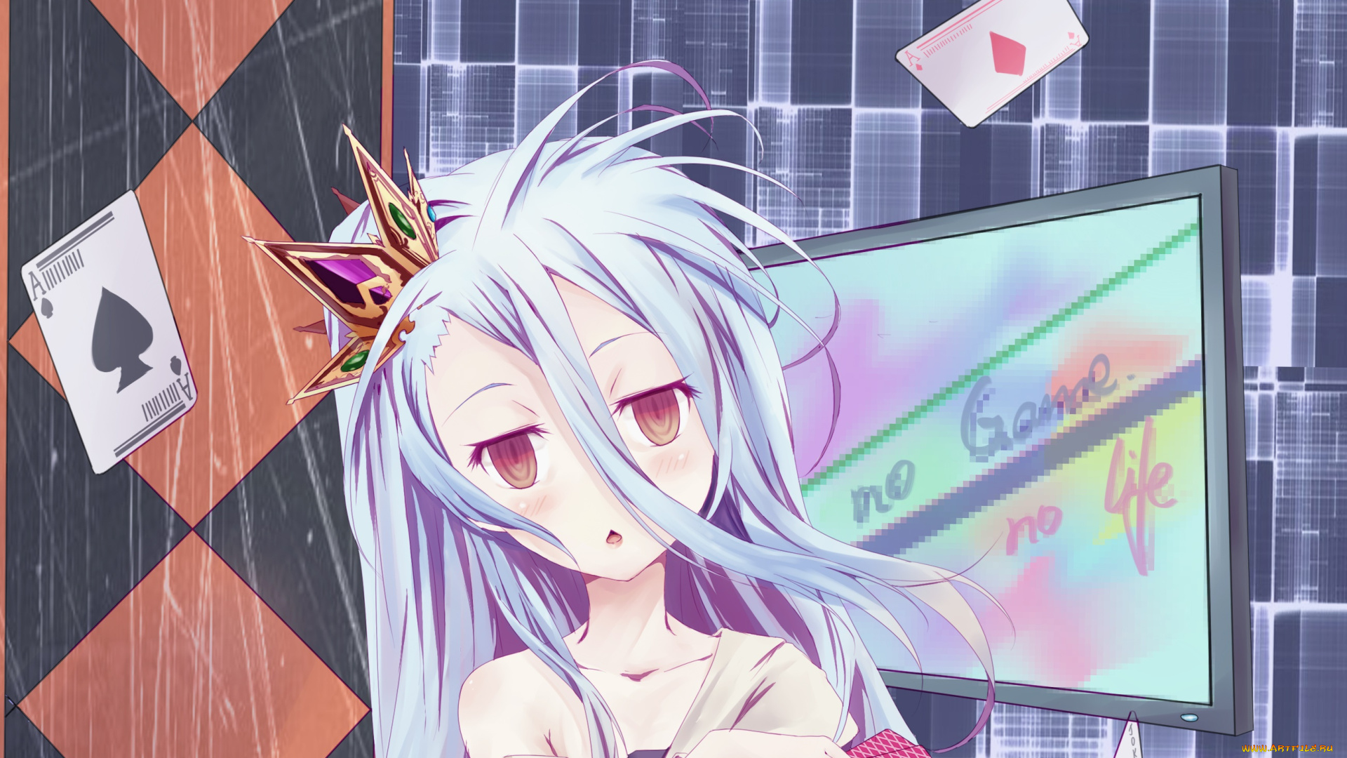 аниме, no, game, no, life, фон, взгляд, девушка
