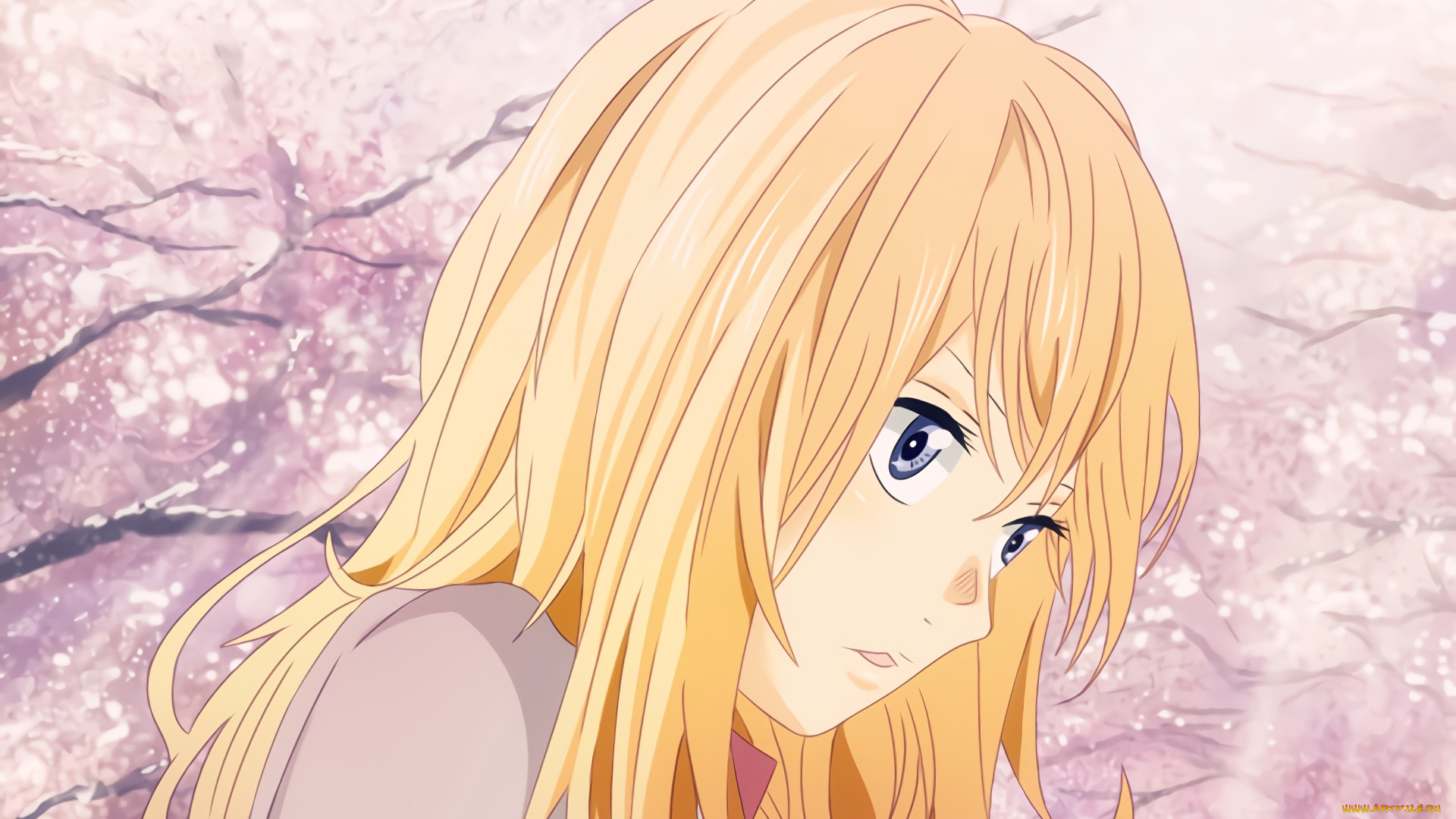 аниме, shigatsu, wa, kimi, no, uso, фон, взгляд, девушка