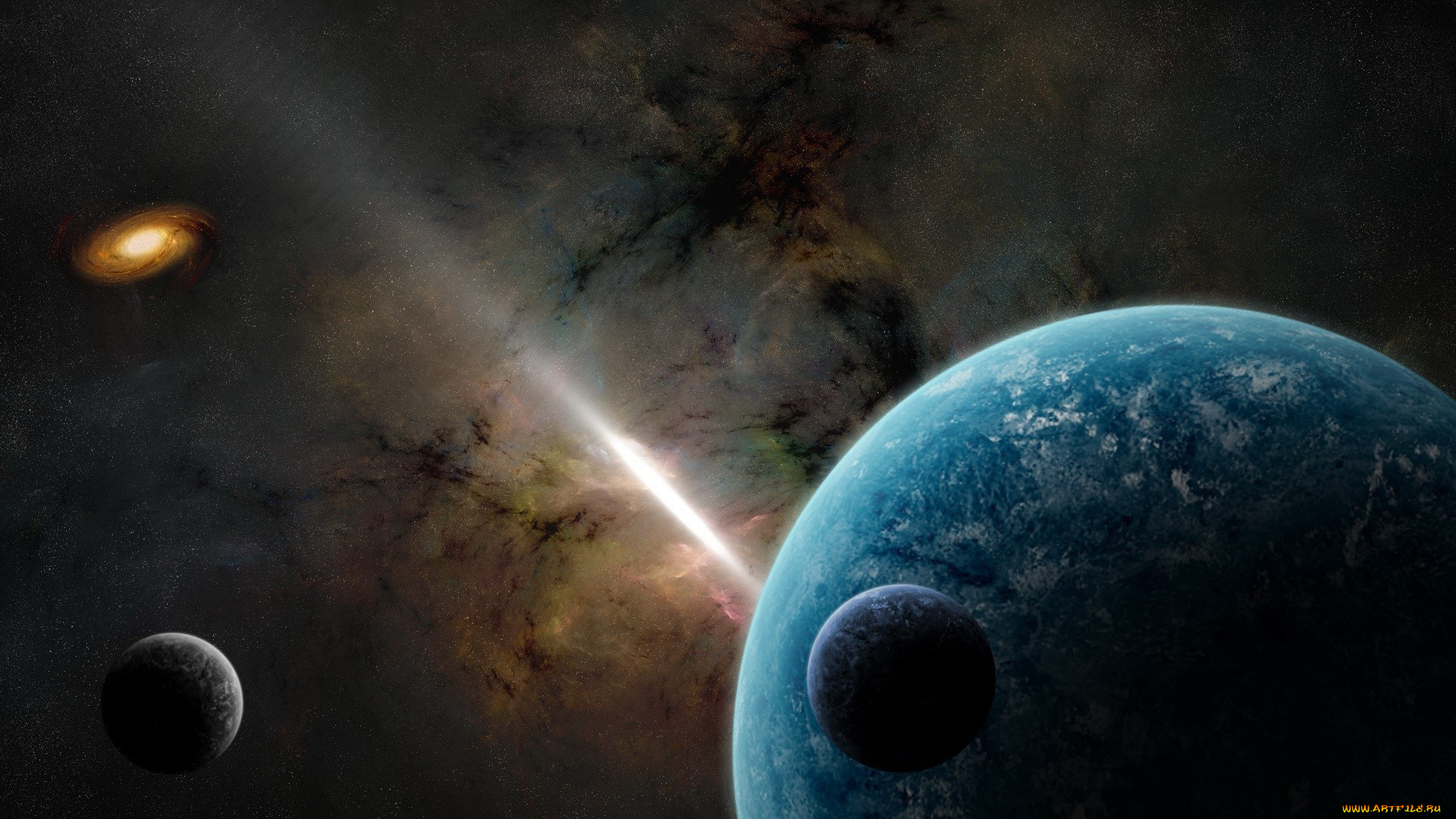 космос, арт, планеты, вселенная, звезды, галактика