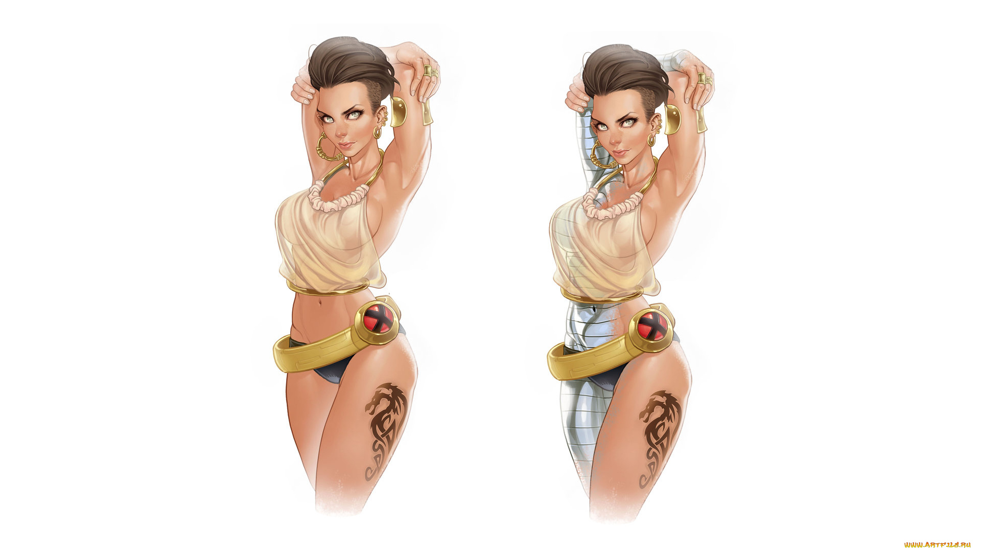 рисованное, люди, фон, девушка, взгляд