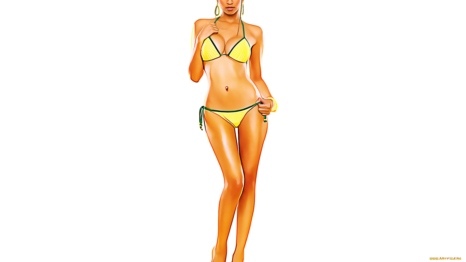 рисованное, люди, взгляд, фон, девушка, купальник