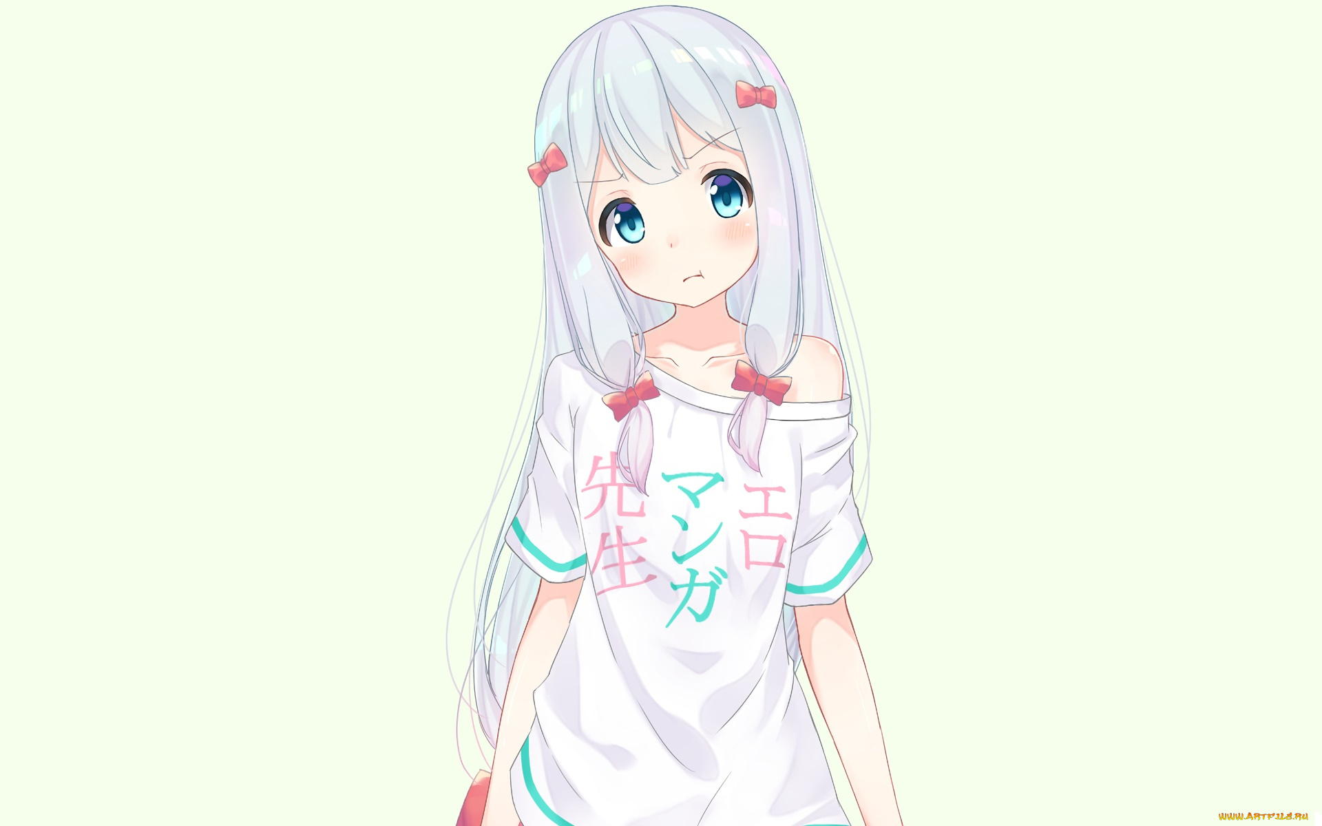 аниме, eromanga-sensei, девушка, взгляд, фон