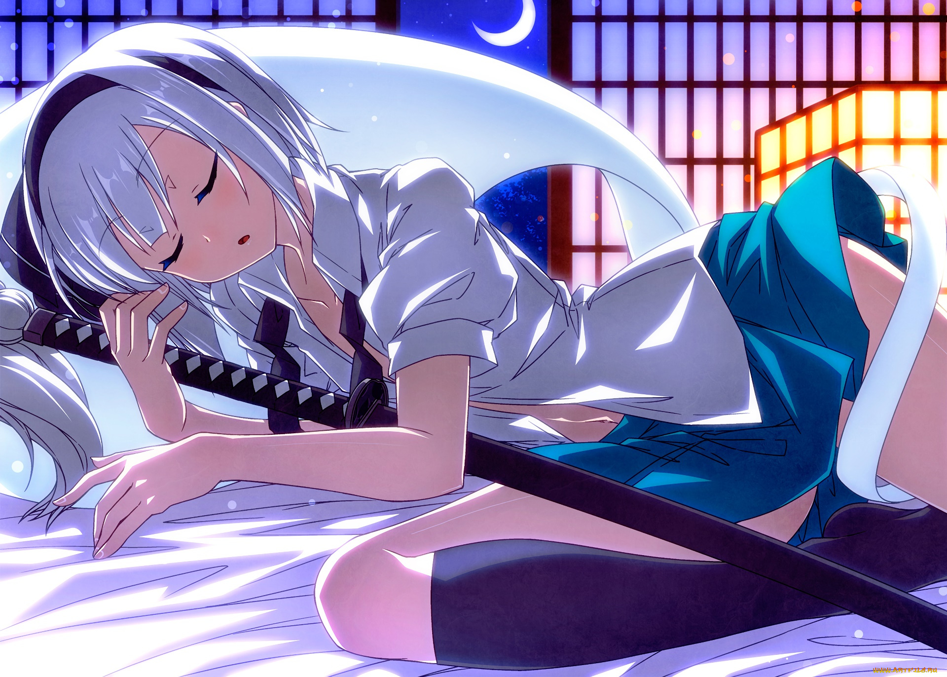 аниме, touhou, девушка, взгляд, фон