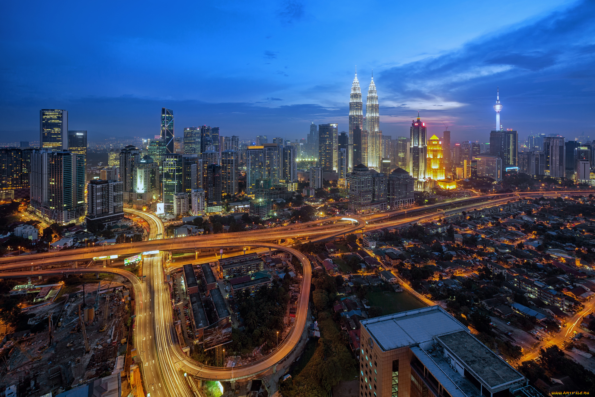 города, куала-лумпур, , малайзия, огни, ночь