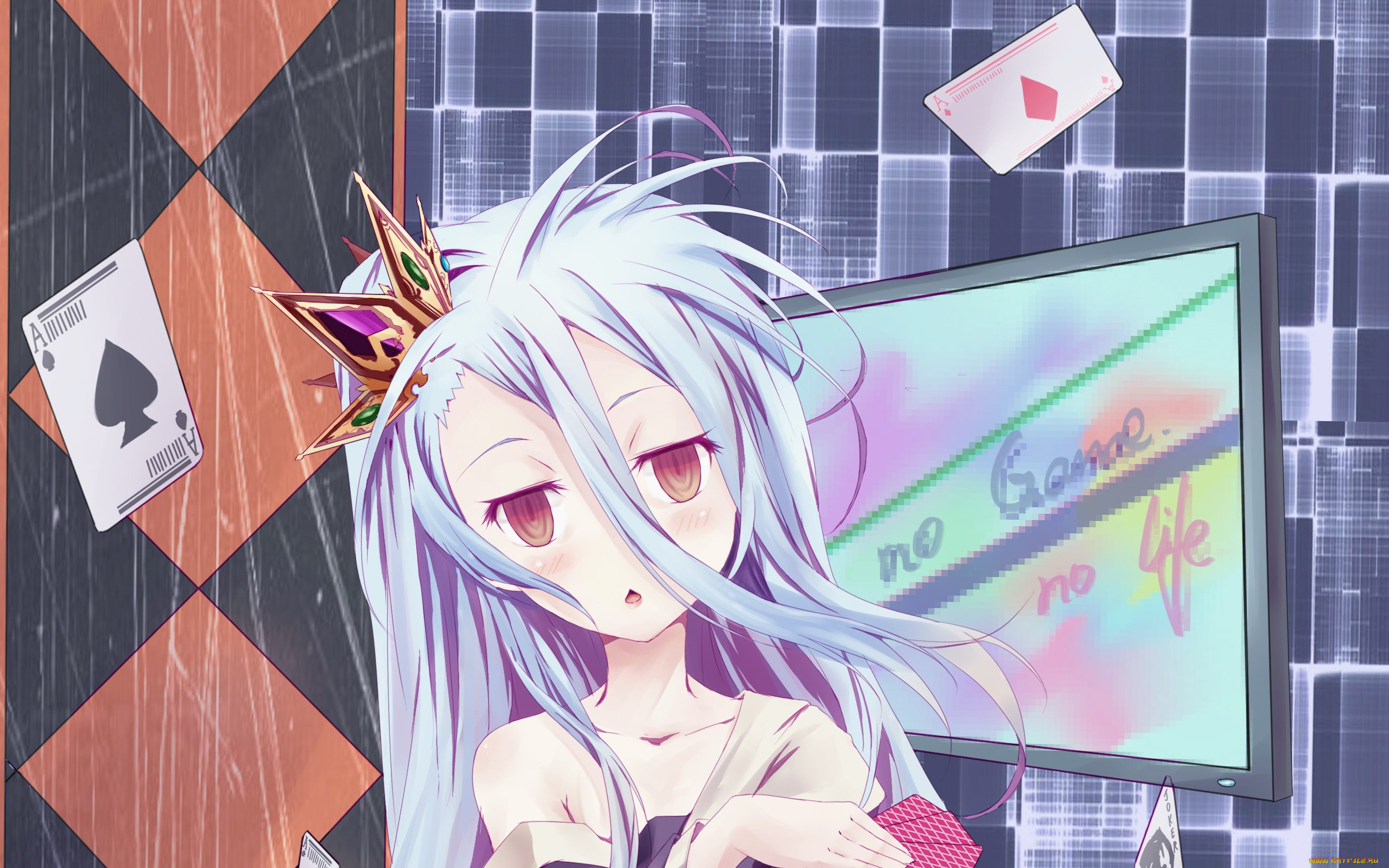 аниме, no, game, no, life, фон, взгляд, девушка