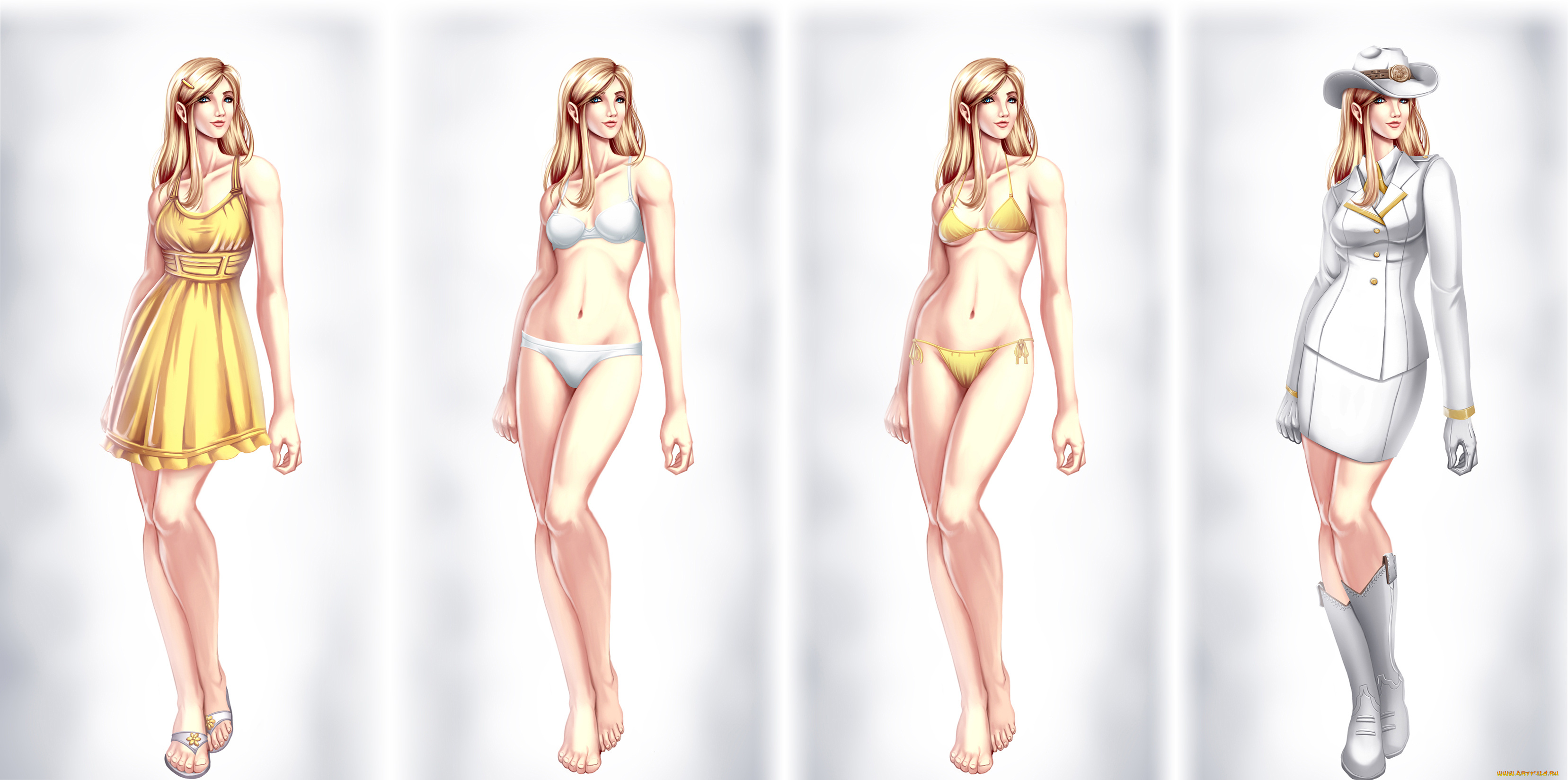 рисованное, люди, одежда, взгляд, фон, девушка