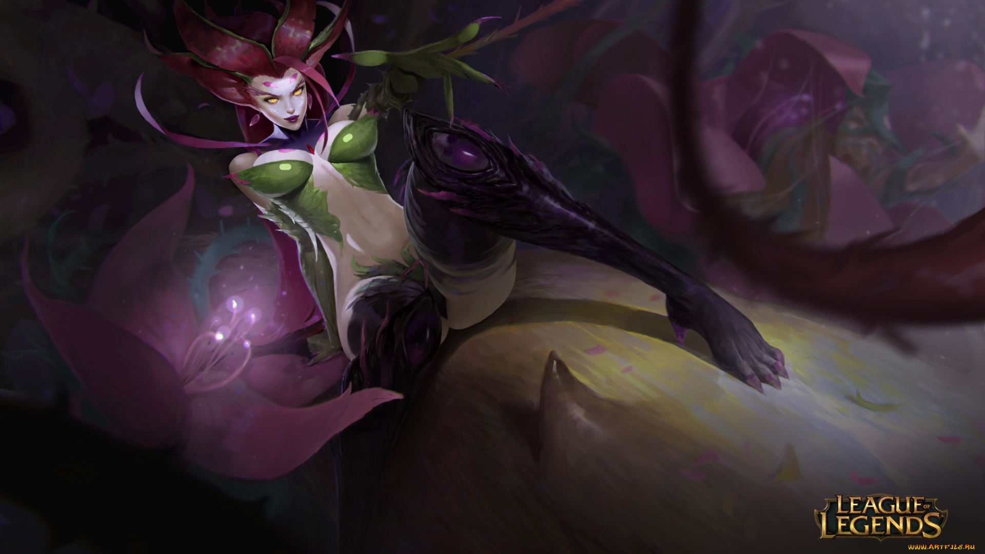 видео, игры, league, of, legends, league, of, legends, поза, взгляд, игра, zyra, арт