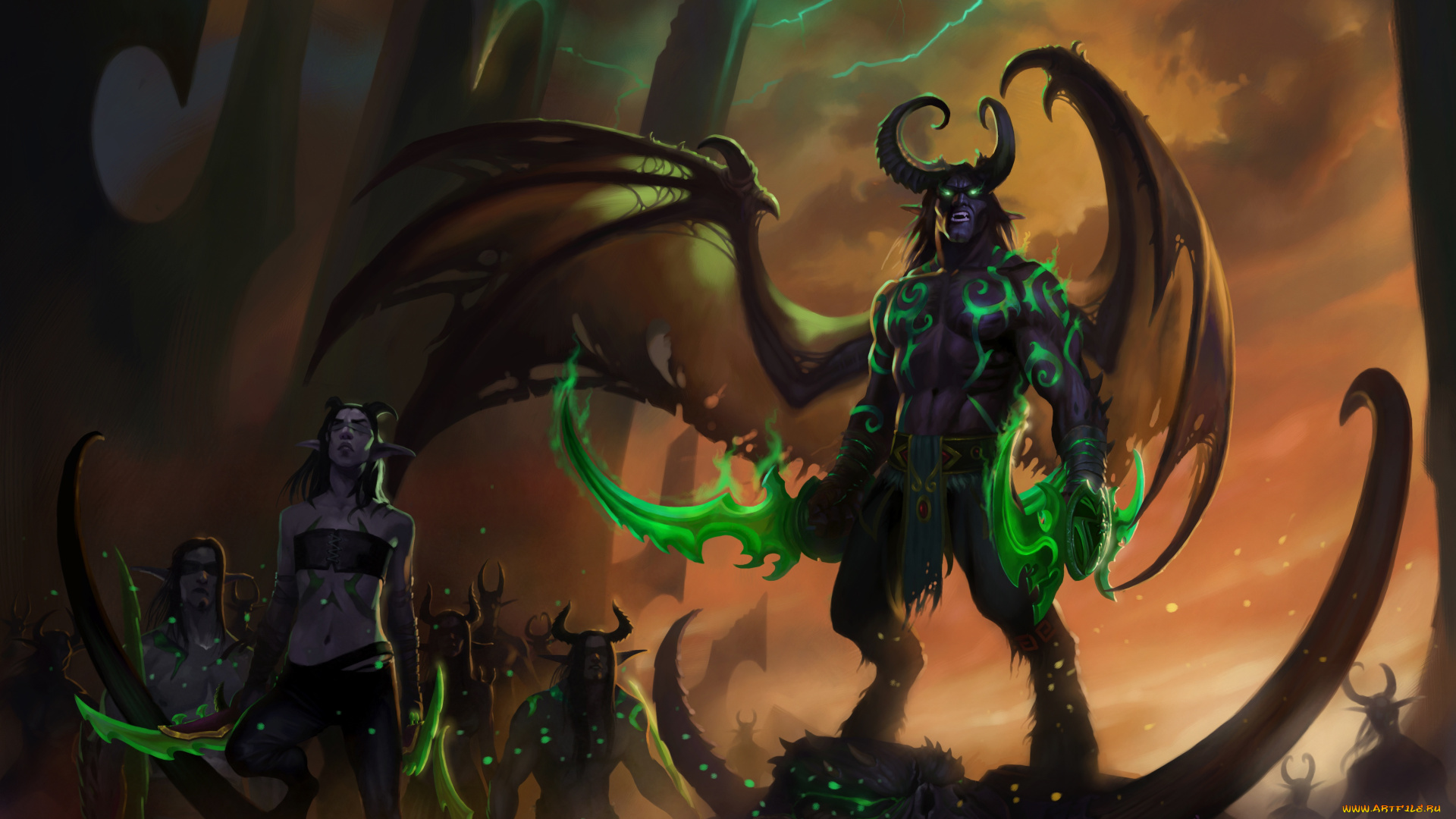 видео, игры, world, of, warcraft, wow, night, elf, warcraft, legion, illidan, stormrage, world, of, art