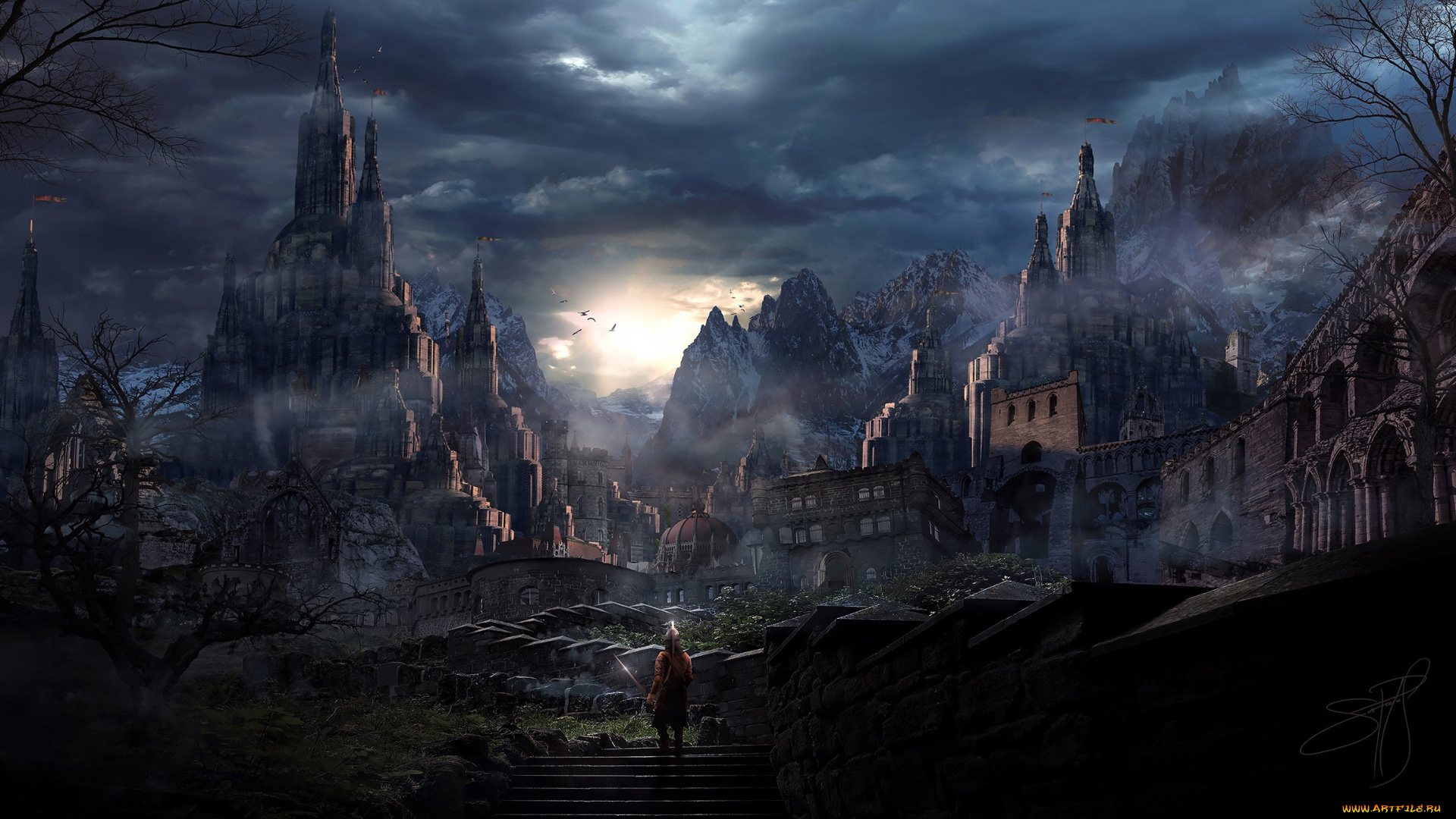 фэнтези, замки, пейзаж