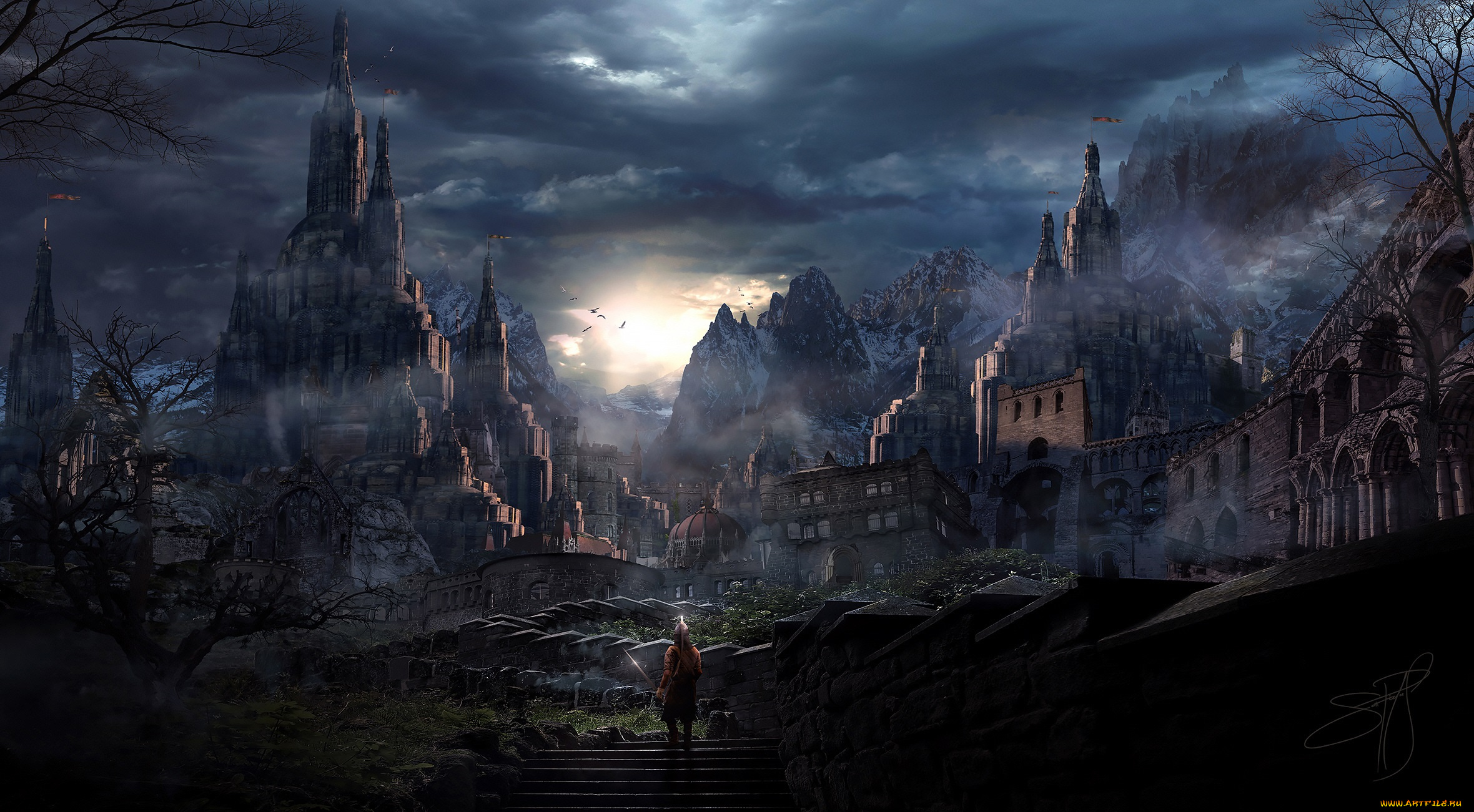 фэнтези, замки, пейзаж