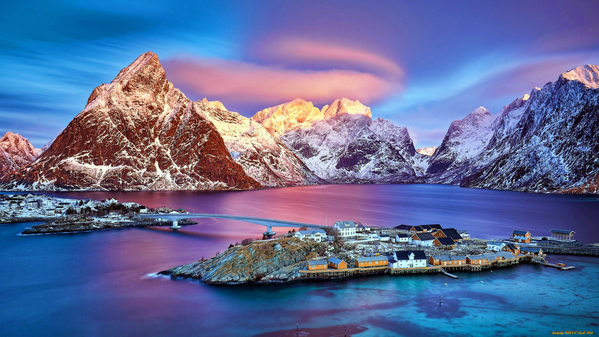 города, -, панорамы, горы, залив, острова, мост