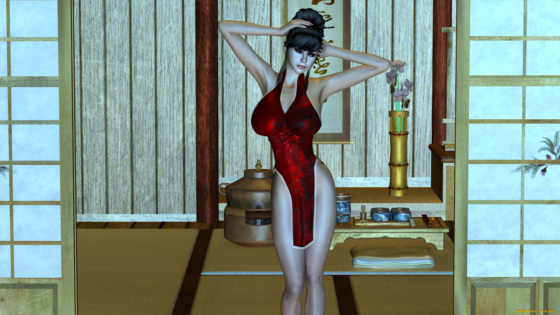 3д, графика, люди, , people, девушка, фон, платье