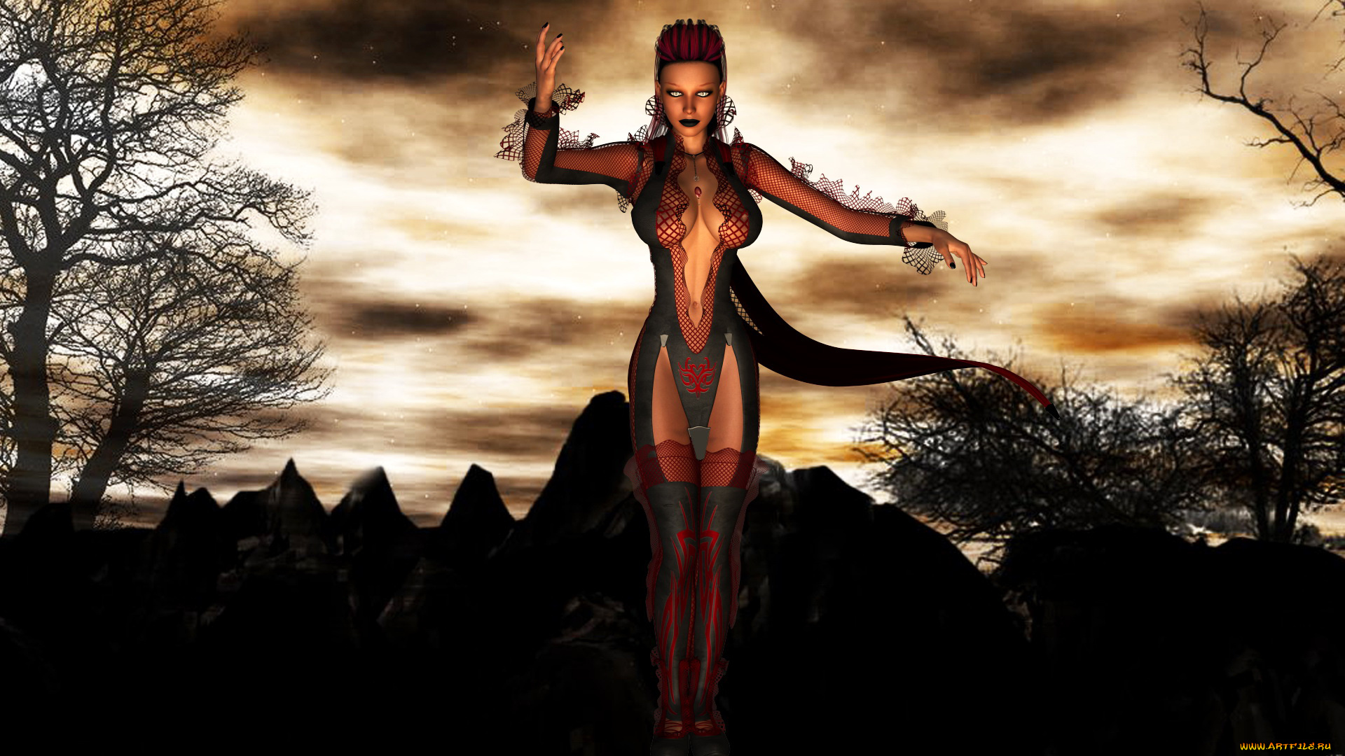 3д, графика, люди, , people, девушка, фон, взгляд, платье