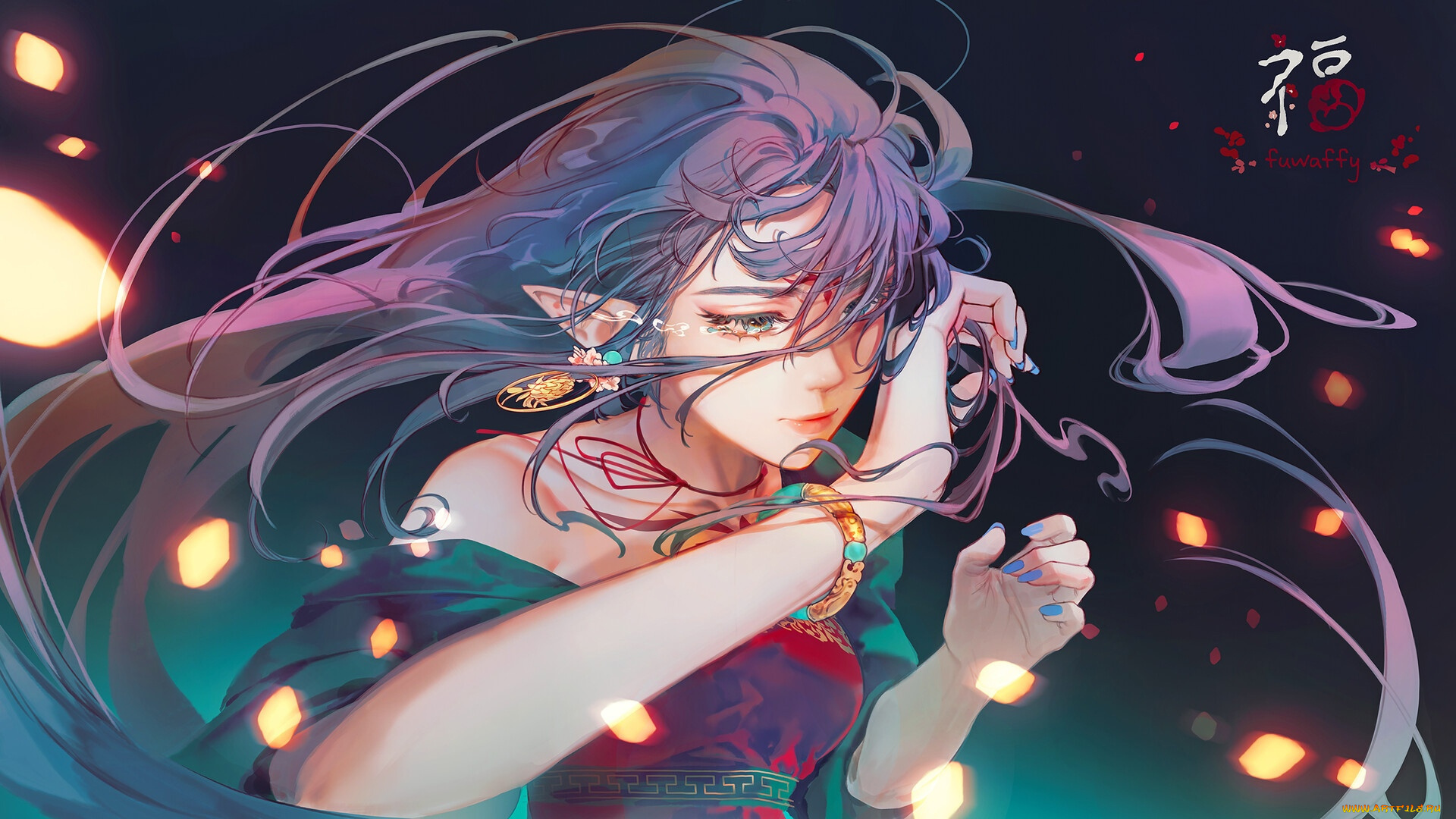 аниме, животные, , существа, девушка, эльф, слезы