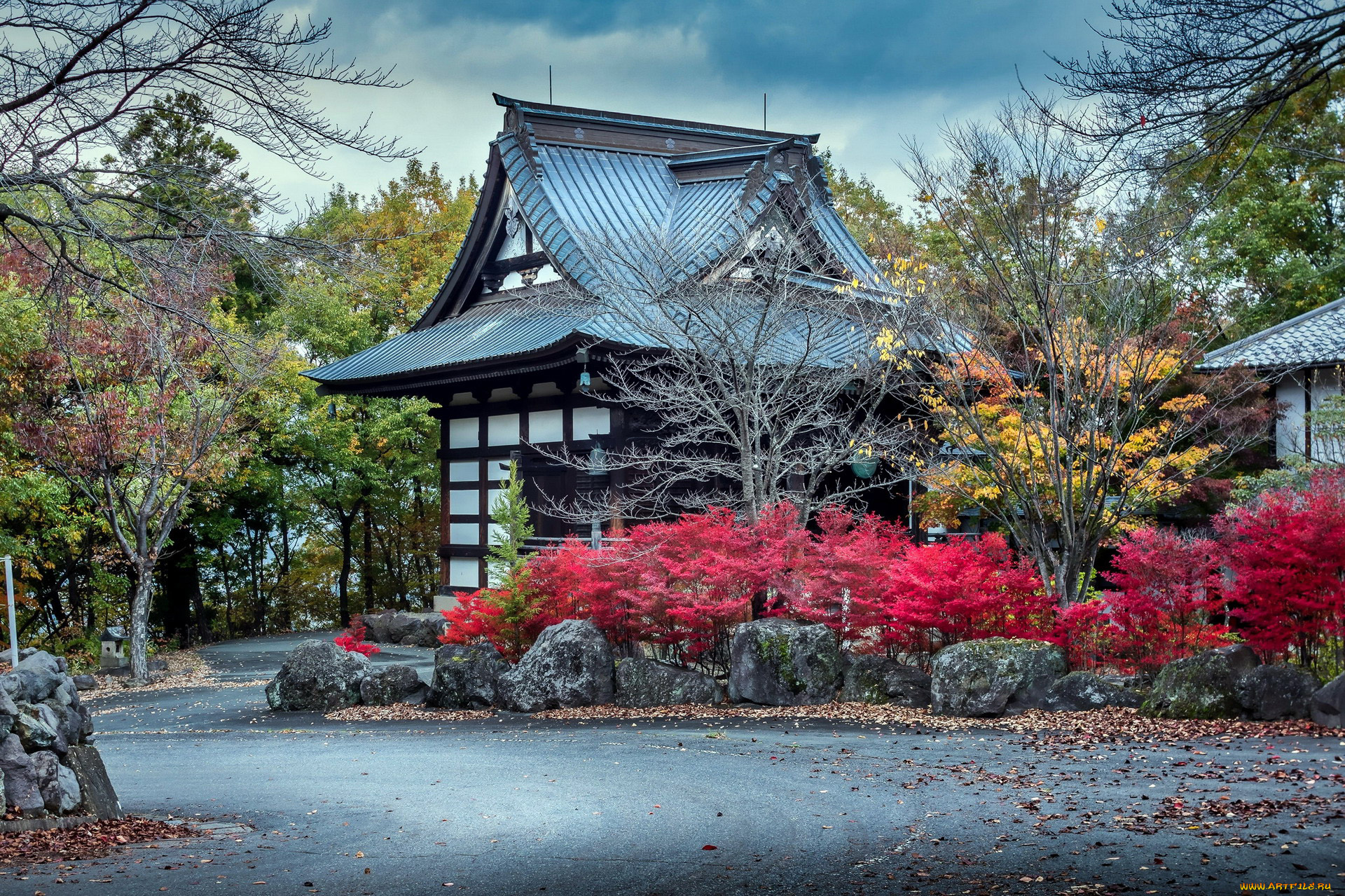 города, -, здания, , дома, японский, дом, садик