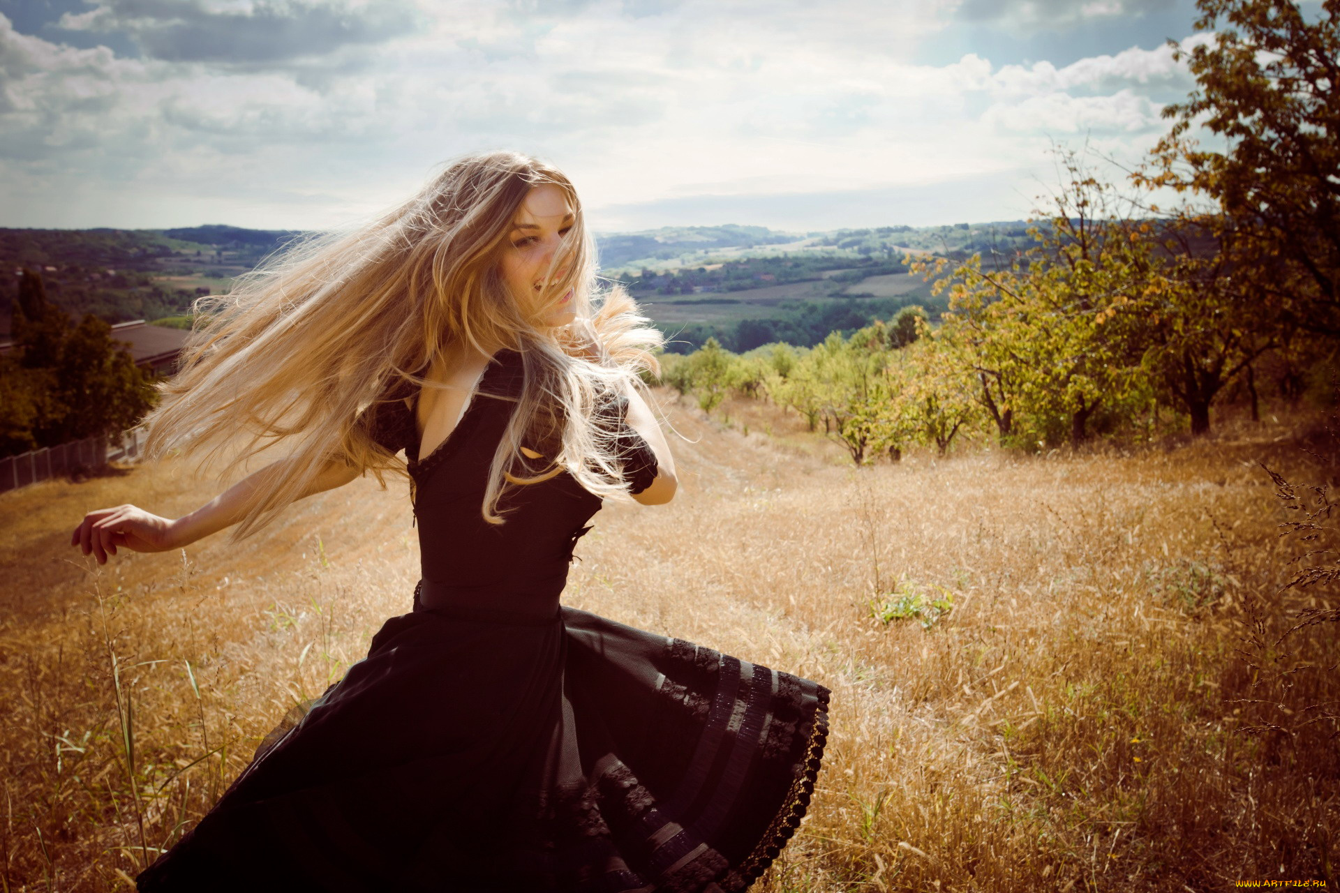 девушки, -, блондинки, , светловолосые, луг, блондинка