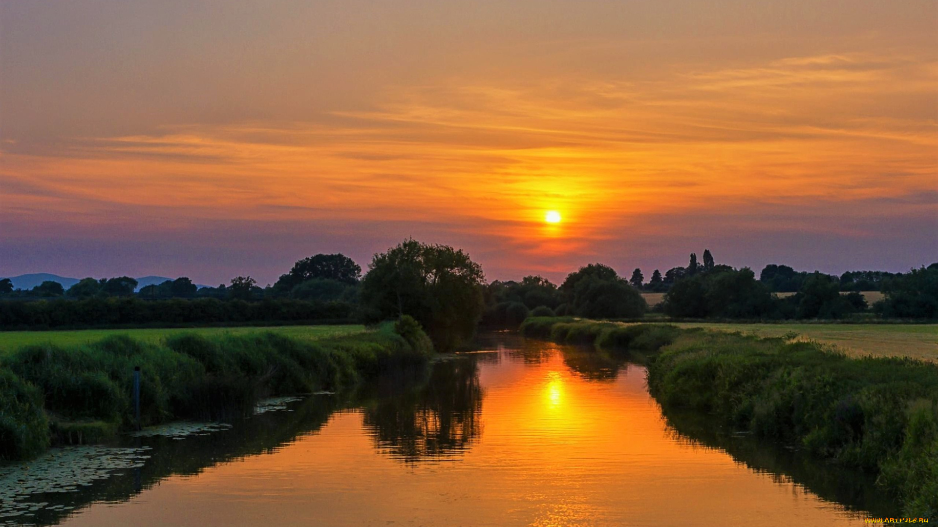 природа, реки, озера, река, берега, закат