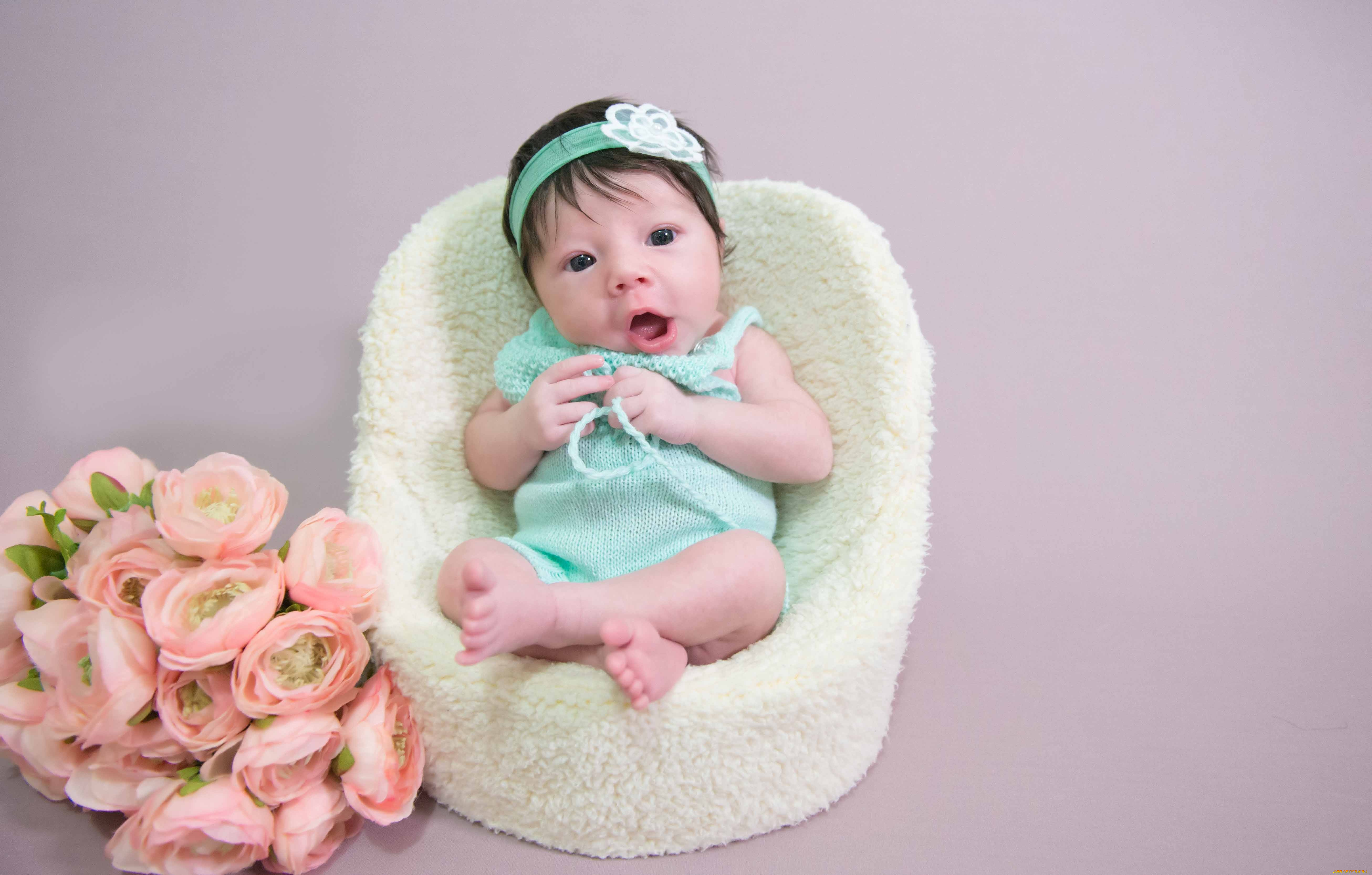 разное, дети, девочка, кресло, цветы