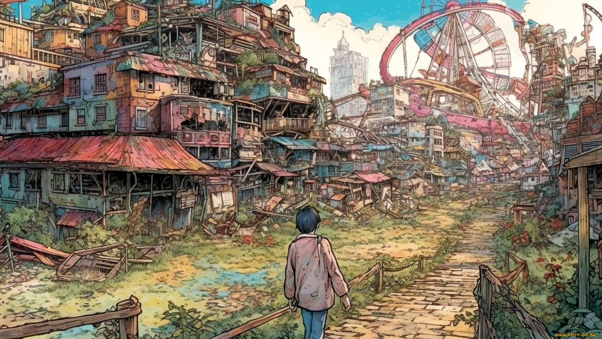 аниме, город, , улицы, , интерьер, , здания