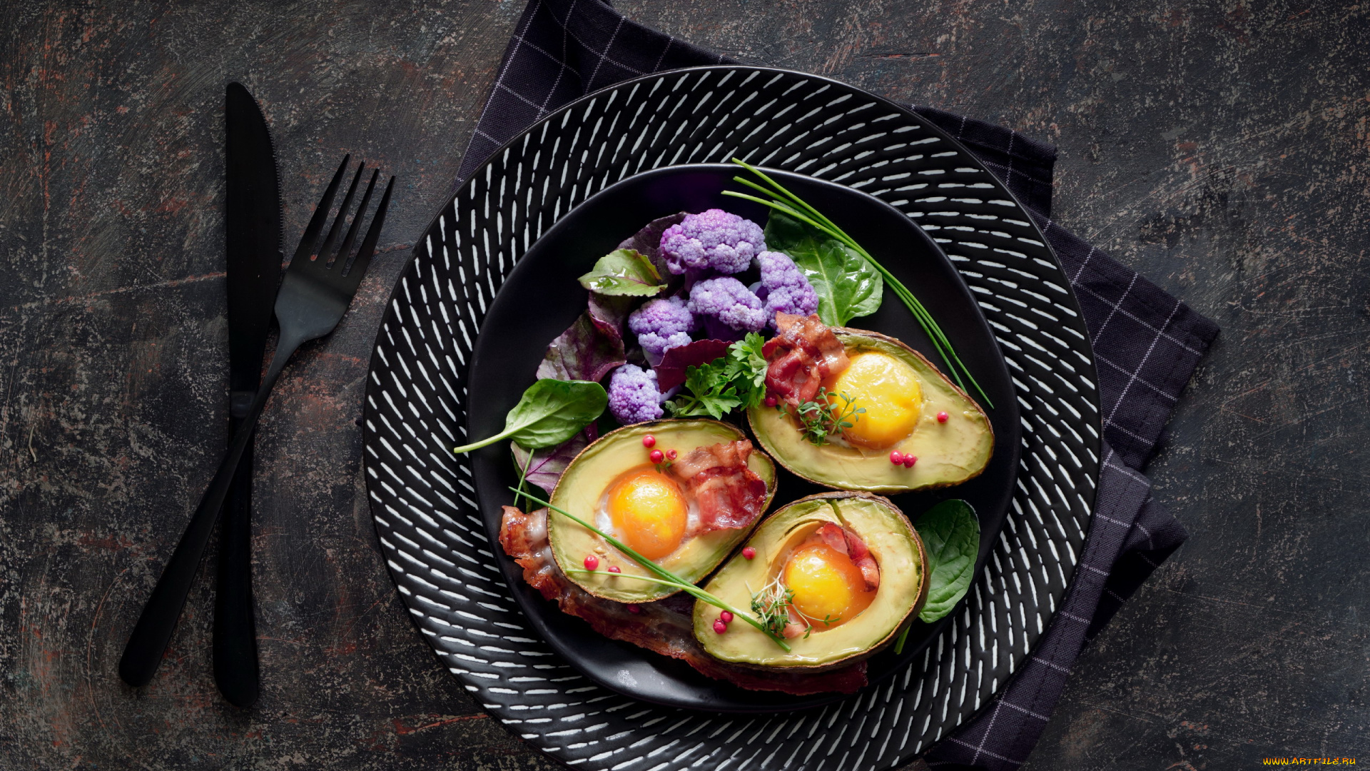 еда, яичные, блюда, шпинат, авокадо, яичница