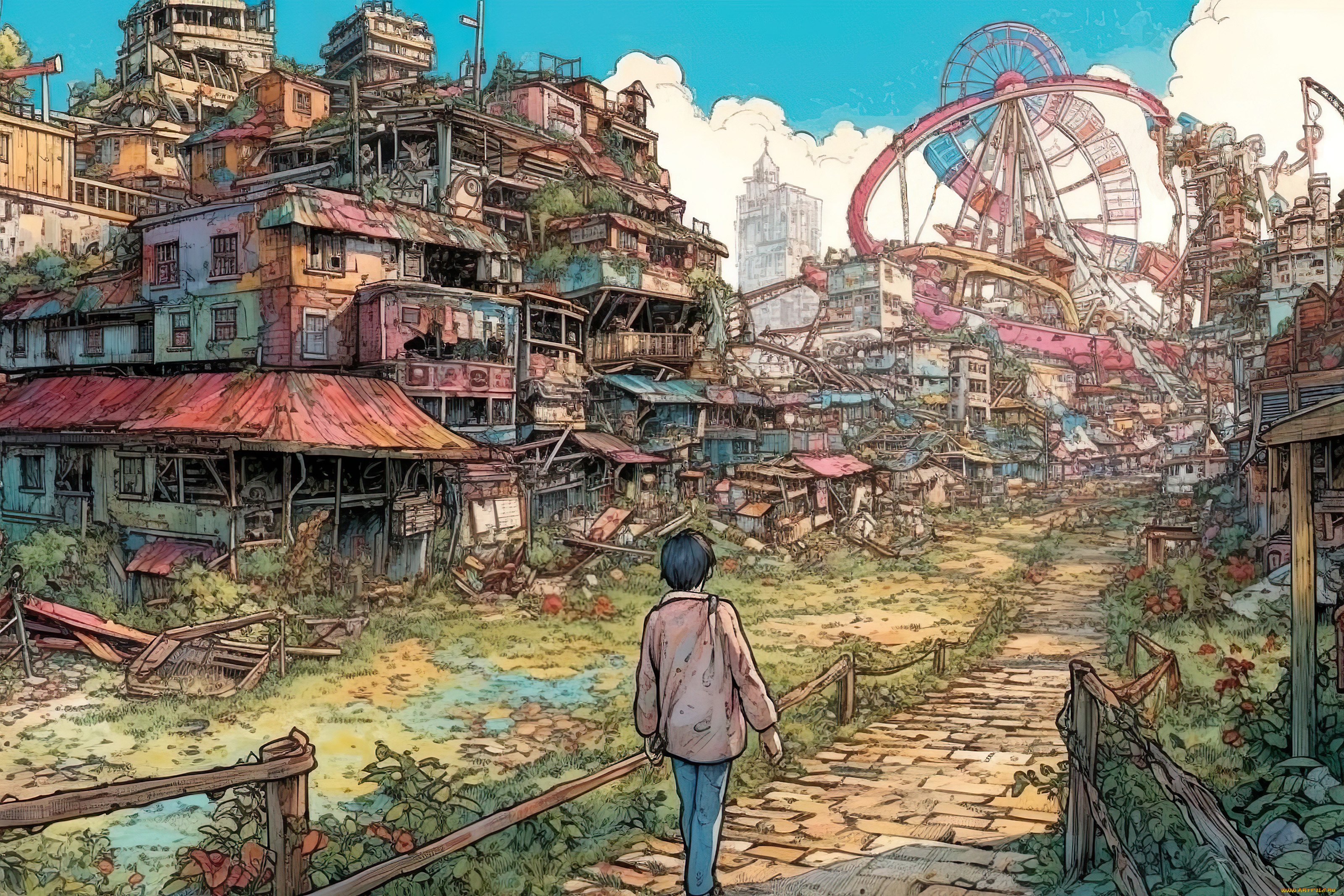 аниме, город, , улицы, , интерьер, , здания