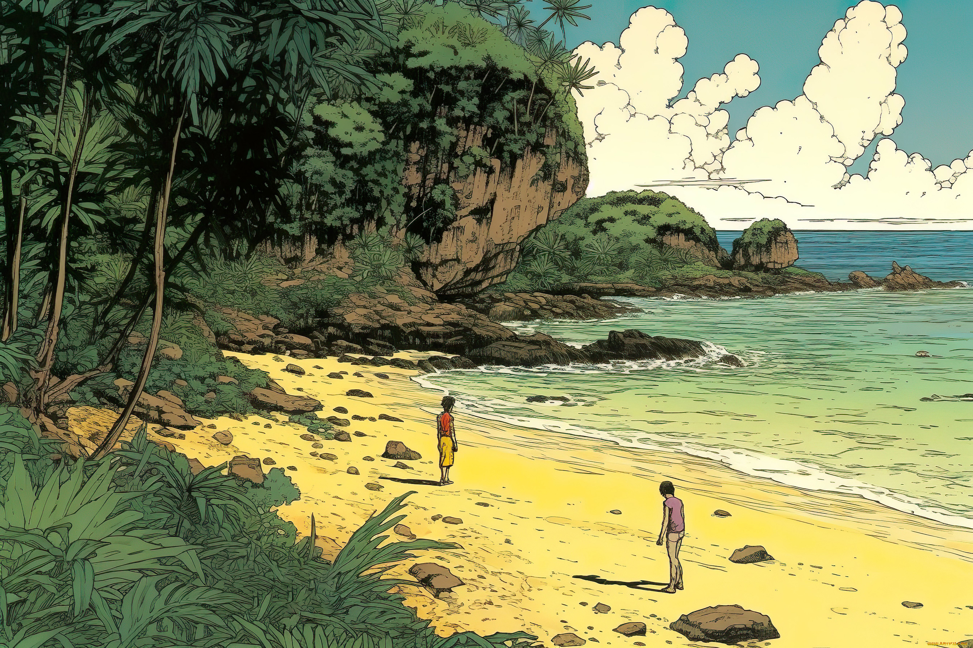 аниме, пейзажи, , природа, побережье