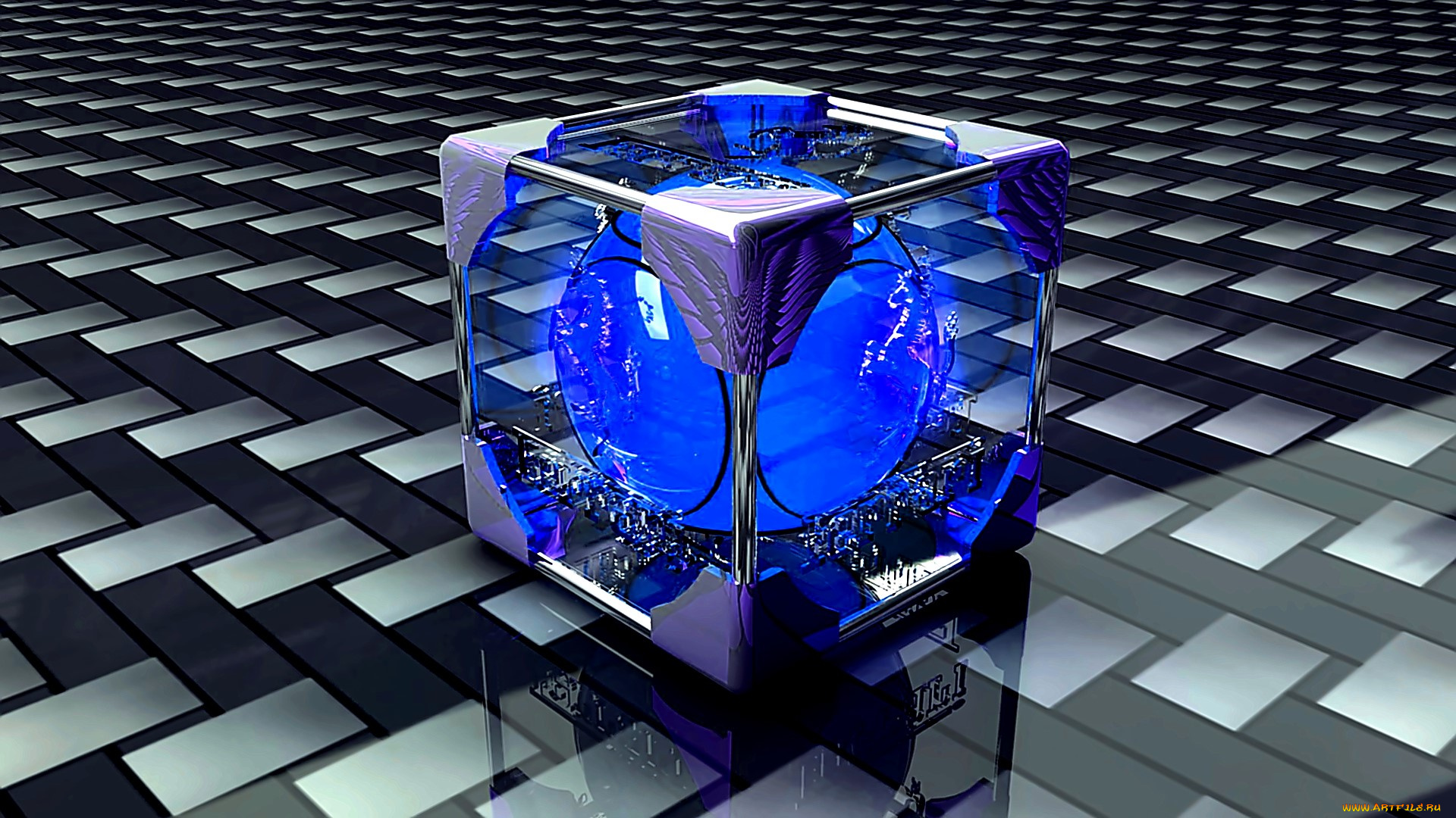 3д, графика, шары, , balls, куб, шар