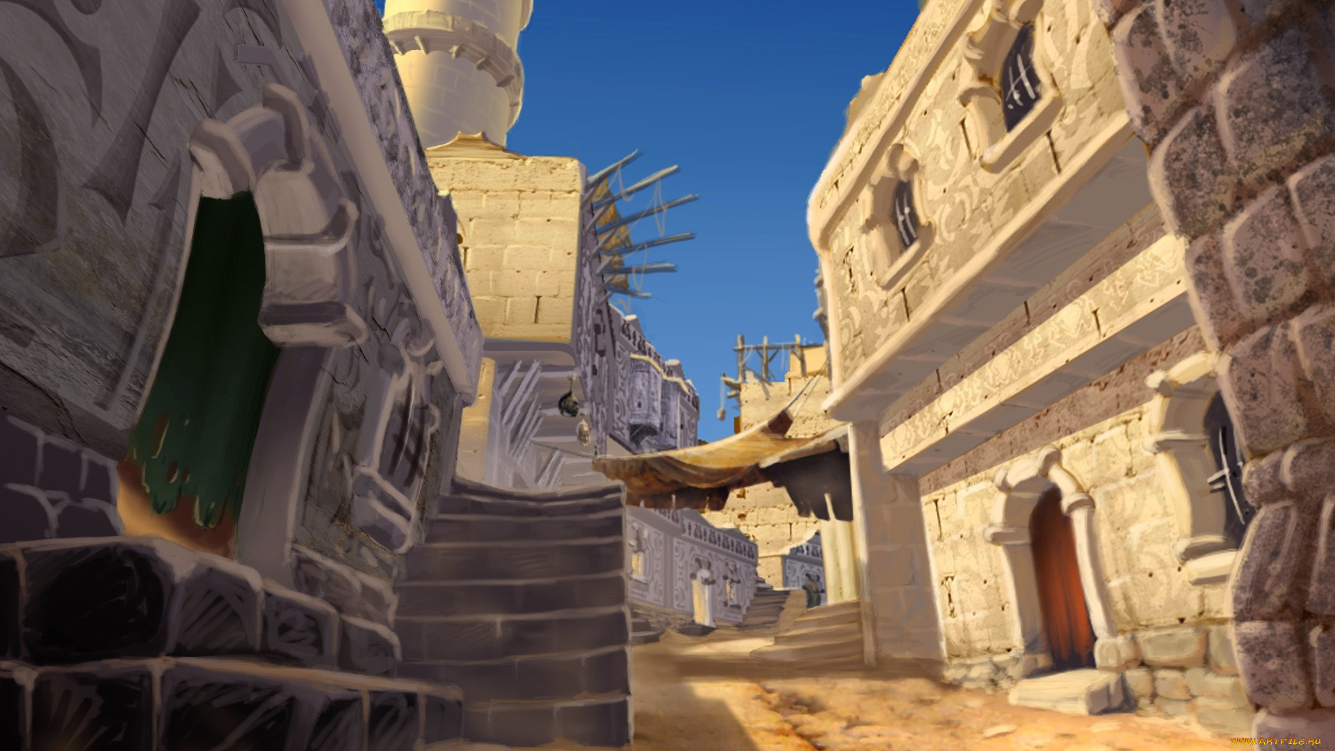 видео, игры, gothic, 3, город, улица, дома