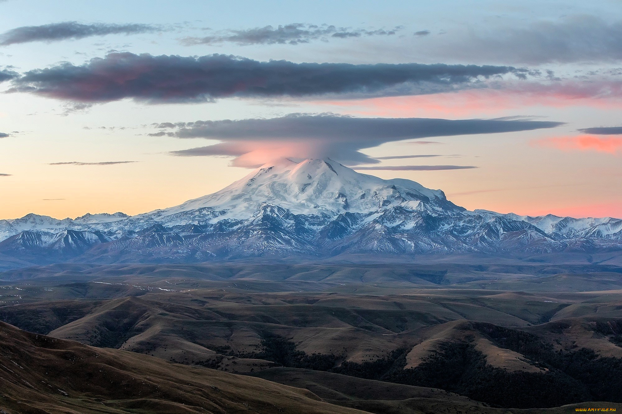 природа, горы, снег, облака