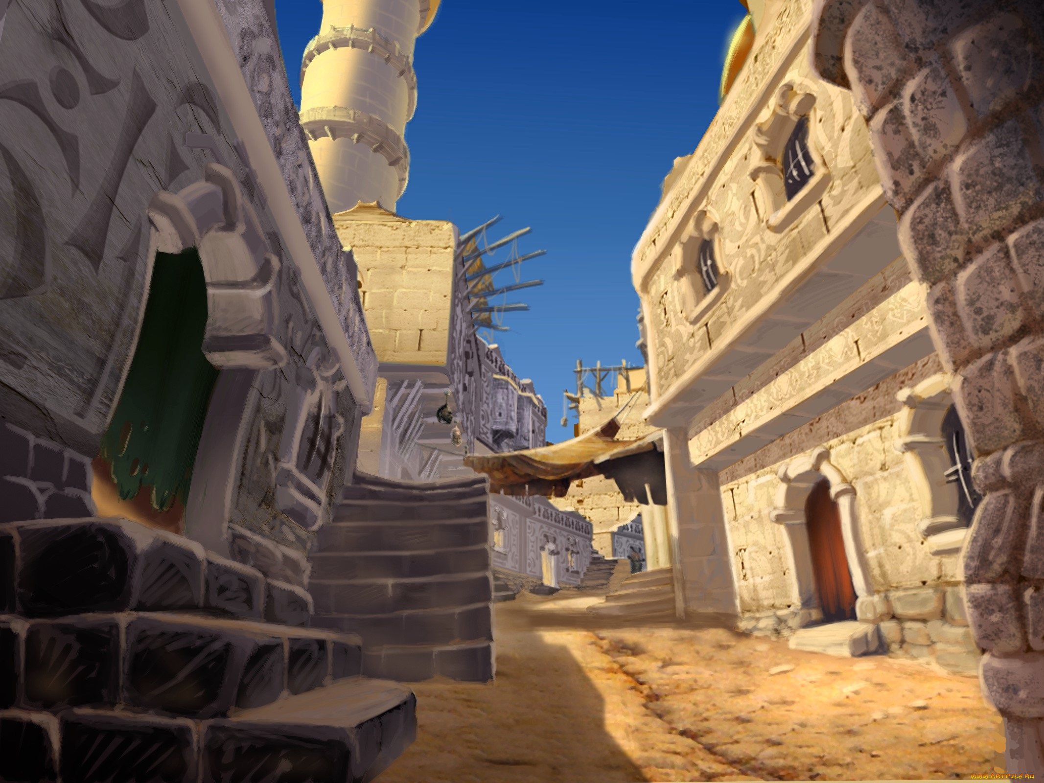 видео, игры, gothic, 3, город, улица, дома