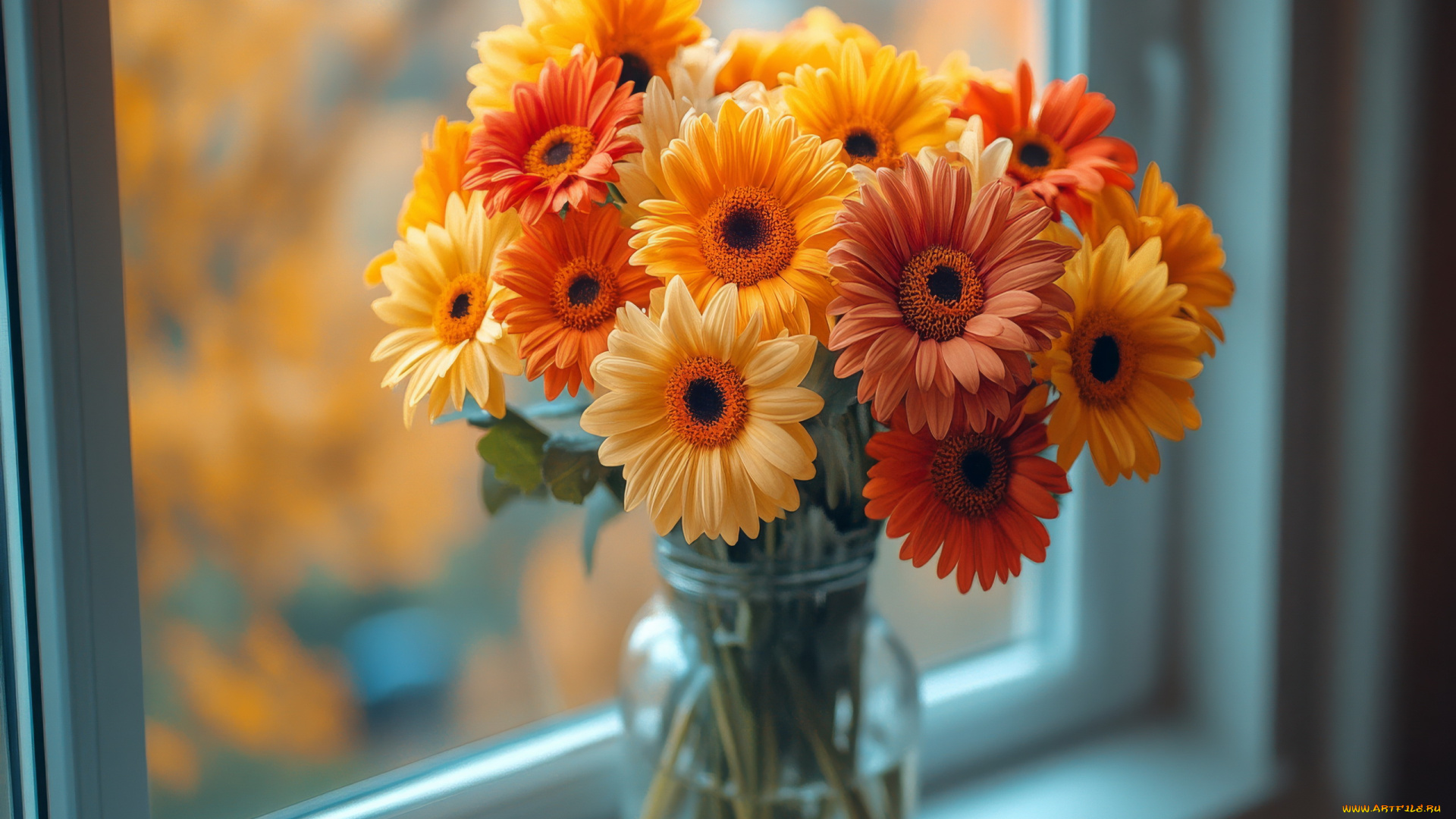 3д, графика, цветы, , flowers, разноцветные, герберы, букет