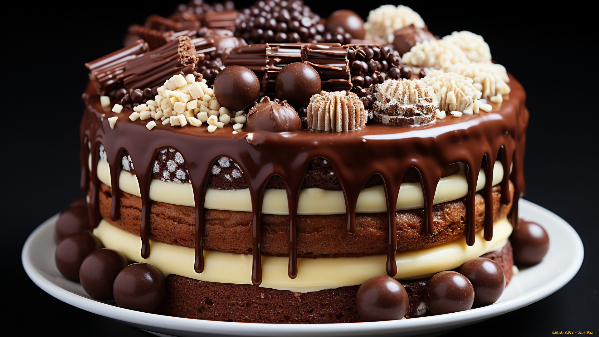 3д, графика, еда-, food, торт, шоколадный