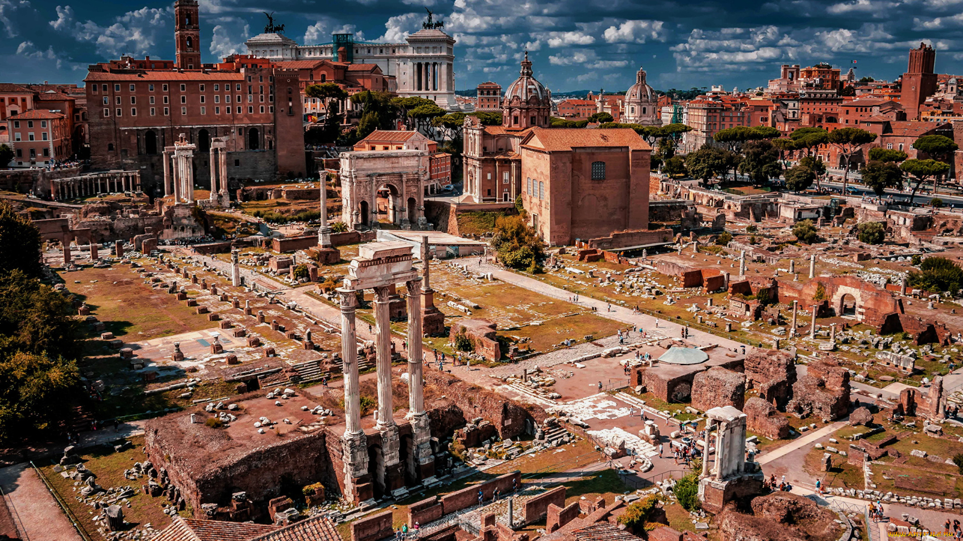 города, рим, , ватикан, , италия, панорама