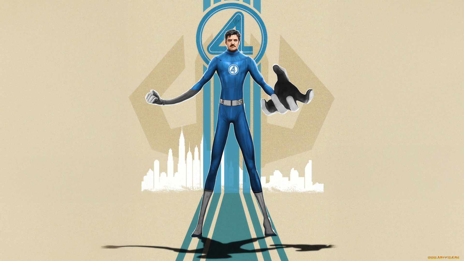 рисованное, кино, , мультфильмы, the, fantastic, four, first, steps, flexible, hero, mister, педро, паскаль, pedro, pascal